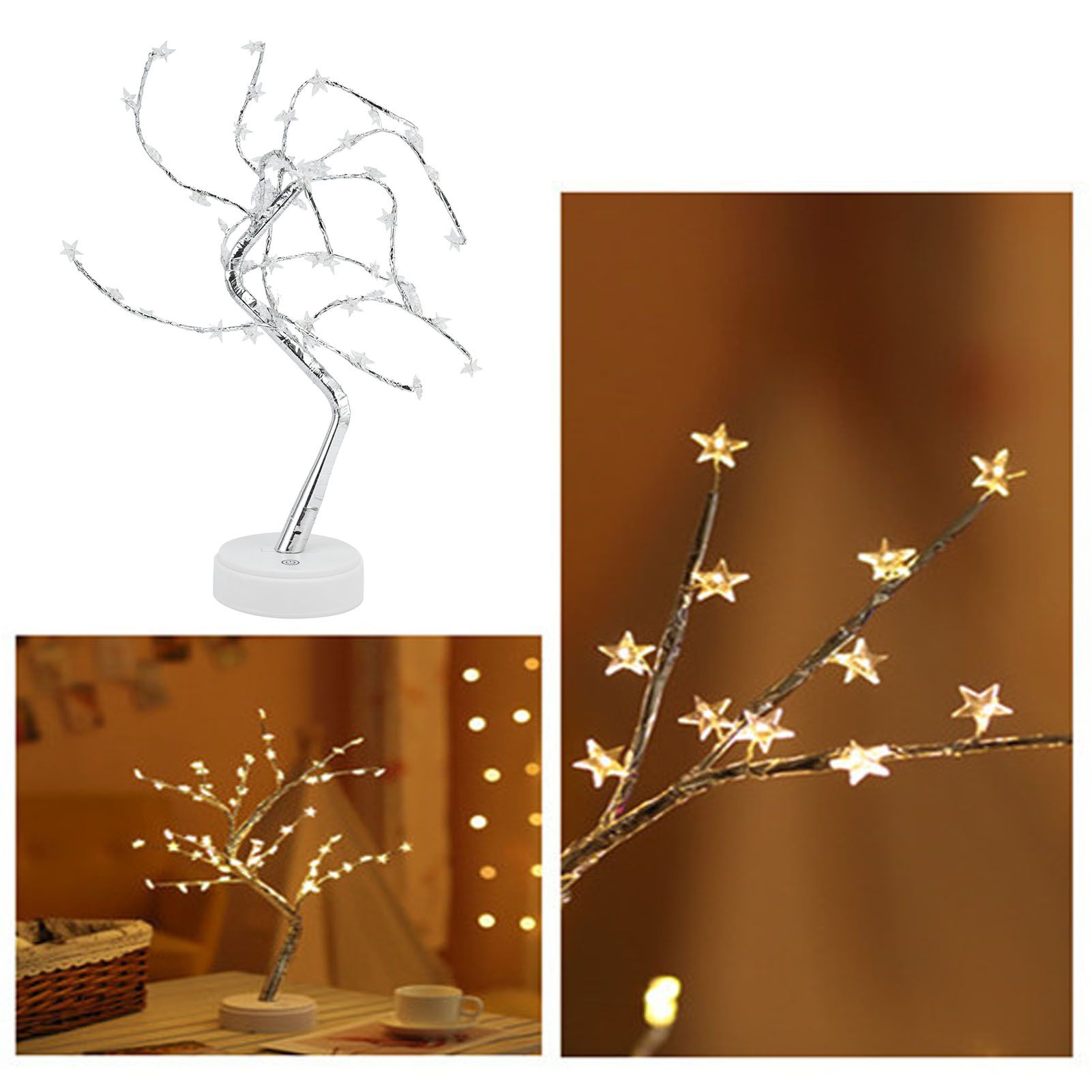 60LEDs Night Light USB Powered Light Copper Wire Night Lamp Artificial Tree view 11