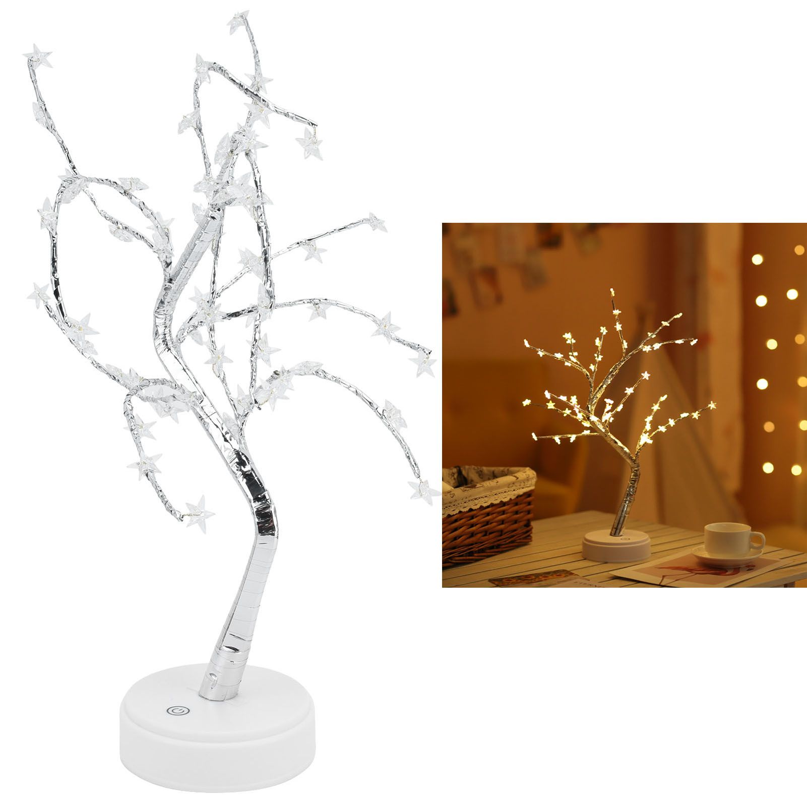 60LEDs Night Light USB Powered Light Copper Wire Night Lamp Artificial Tree view 12