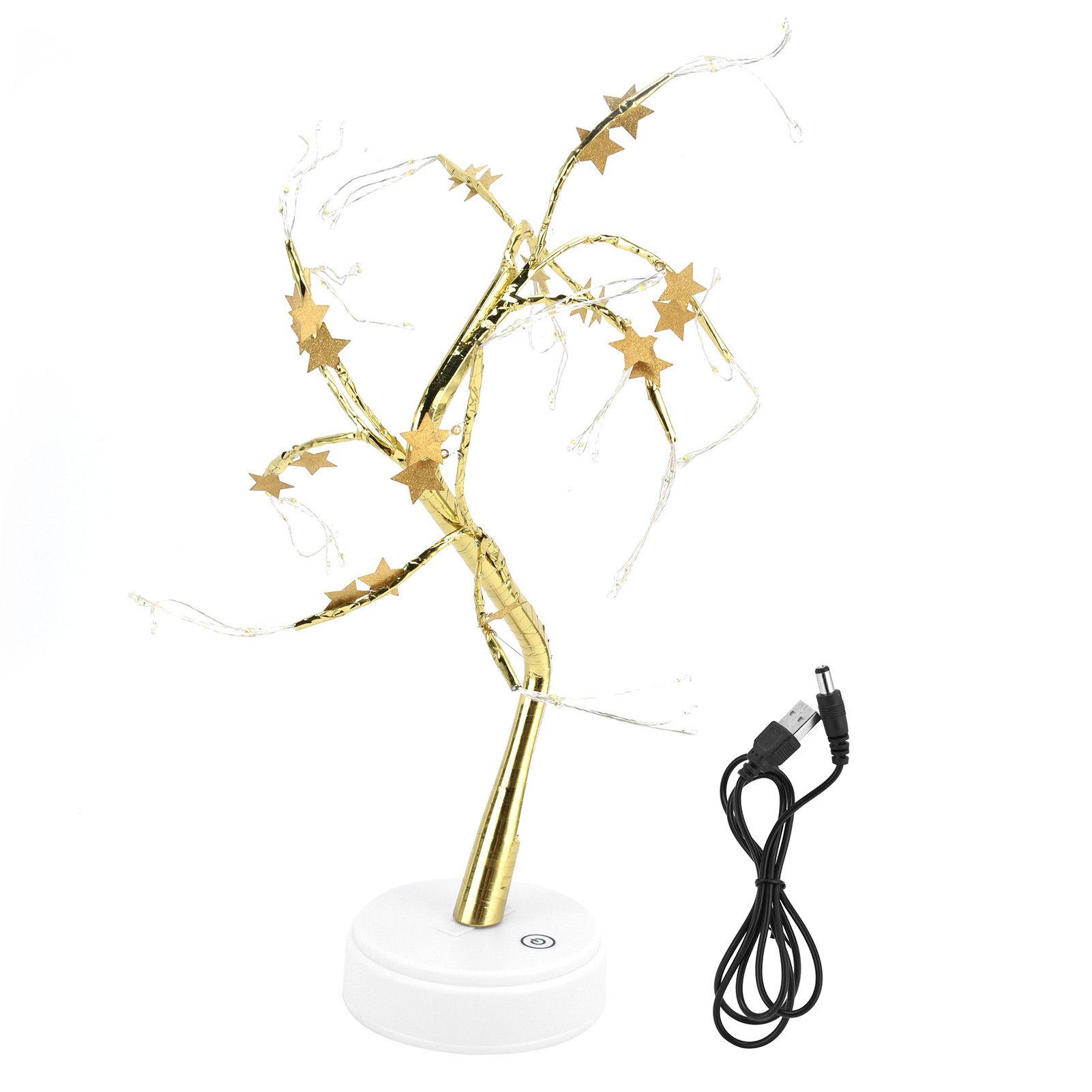 72LEDs Light Tree Shape USB Or Battery Powered Golden FivePointed Star DIY view 2