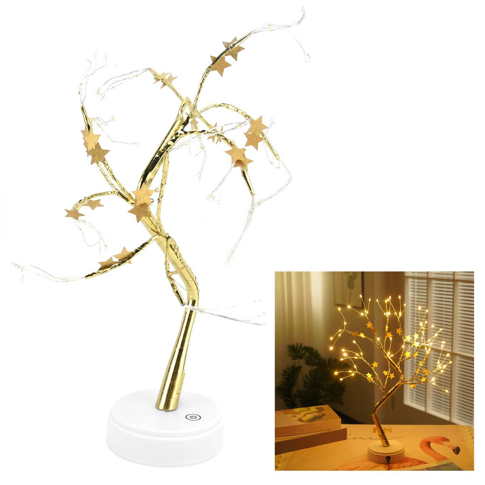 72LEDs Light Tree Shape USB Or Battery Powered Golden FivePointed Star DIY view 10