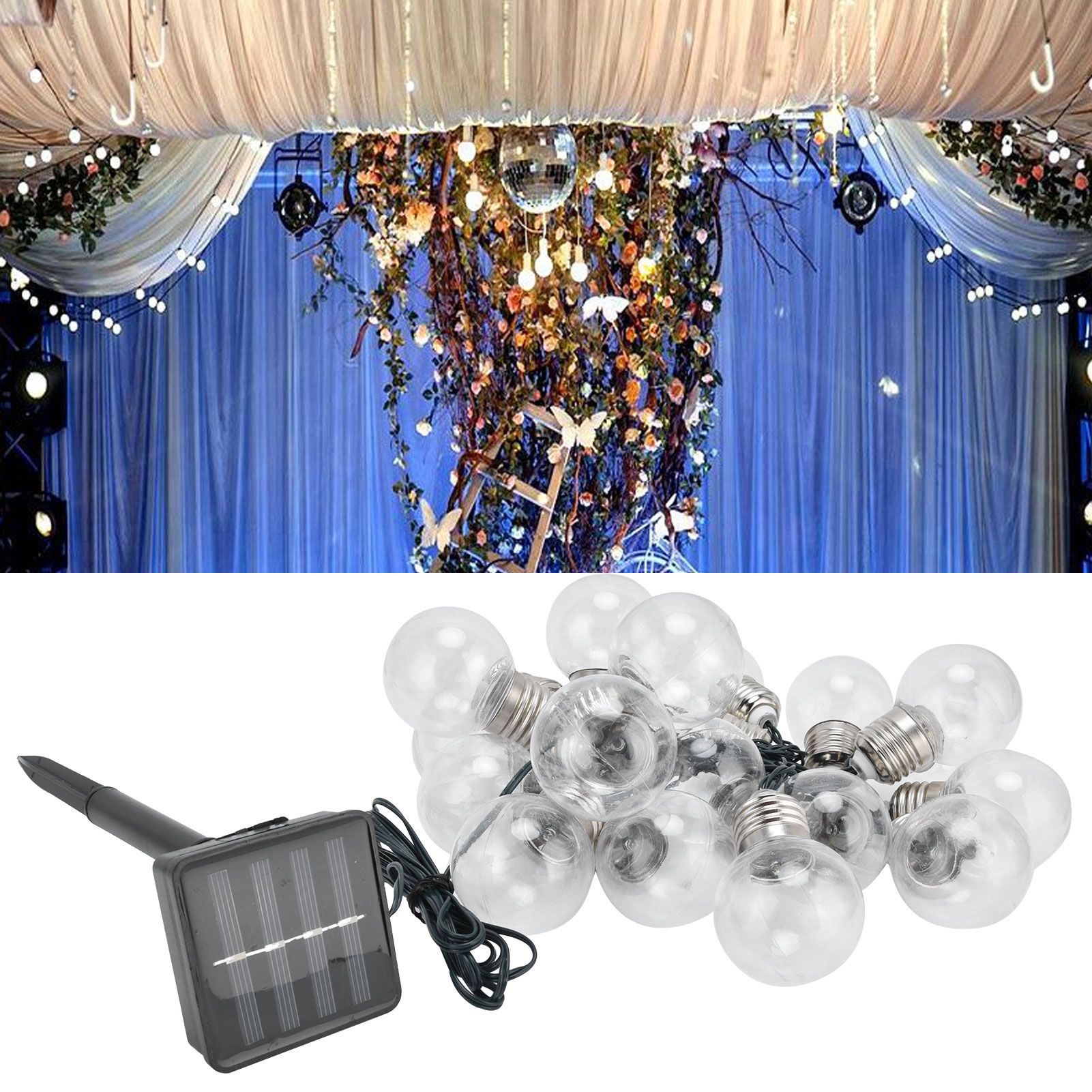 20LEDs G50 Solar Bulb Light String Outdoor Waterproof for Garden Wedding view 12