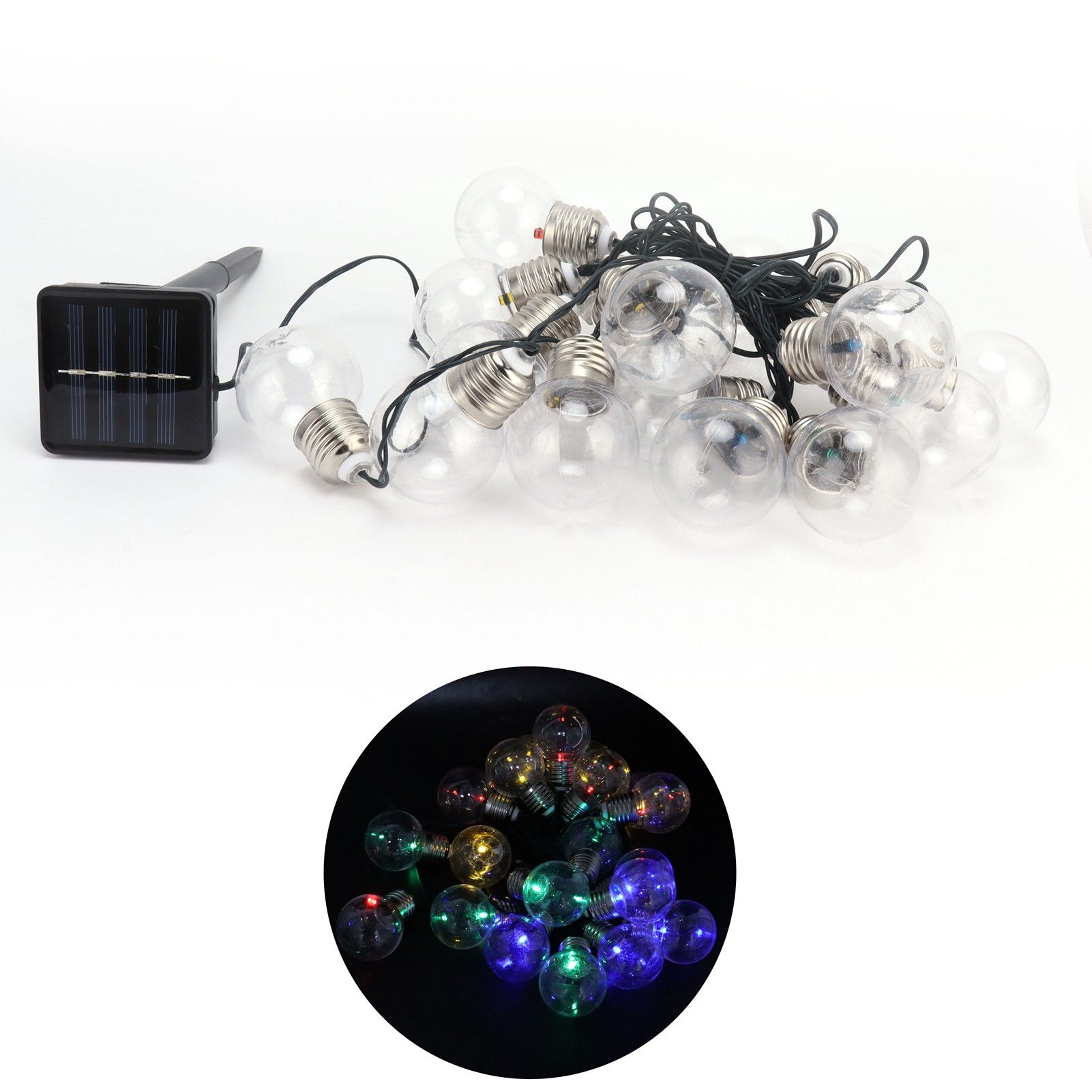 20LED Solar Colorful Bulb String Light Outdoor Waterproof Decorative Lamp for view 2