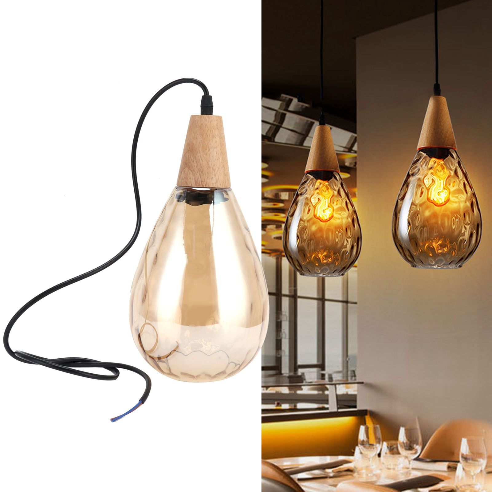 E27 Glass Pendant Light Holder Modern Hanging Light Socket Without Bulb 16cm view 11