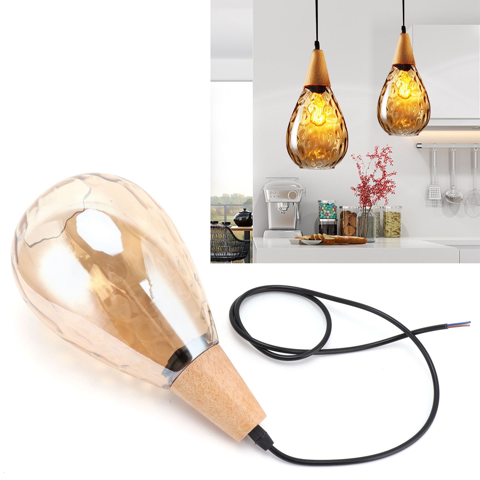 E27 Glass Pendant Light Holder Modern Hanging Light Socket Without Bulb 16cm view 12