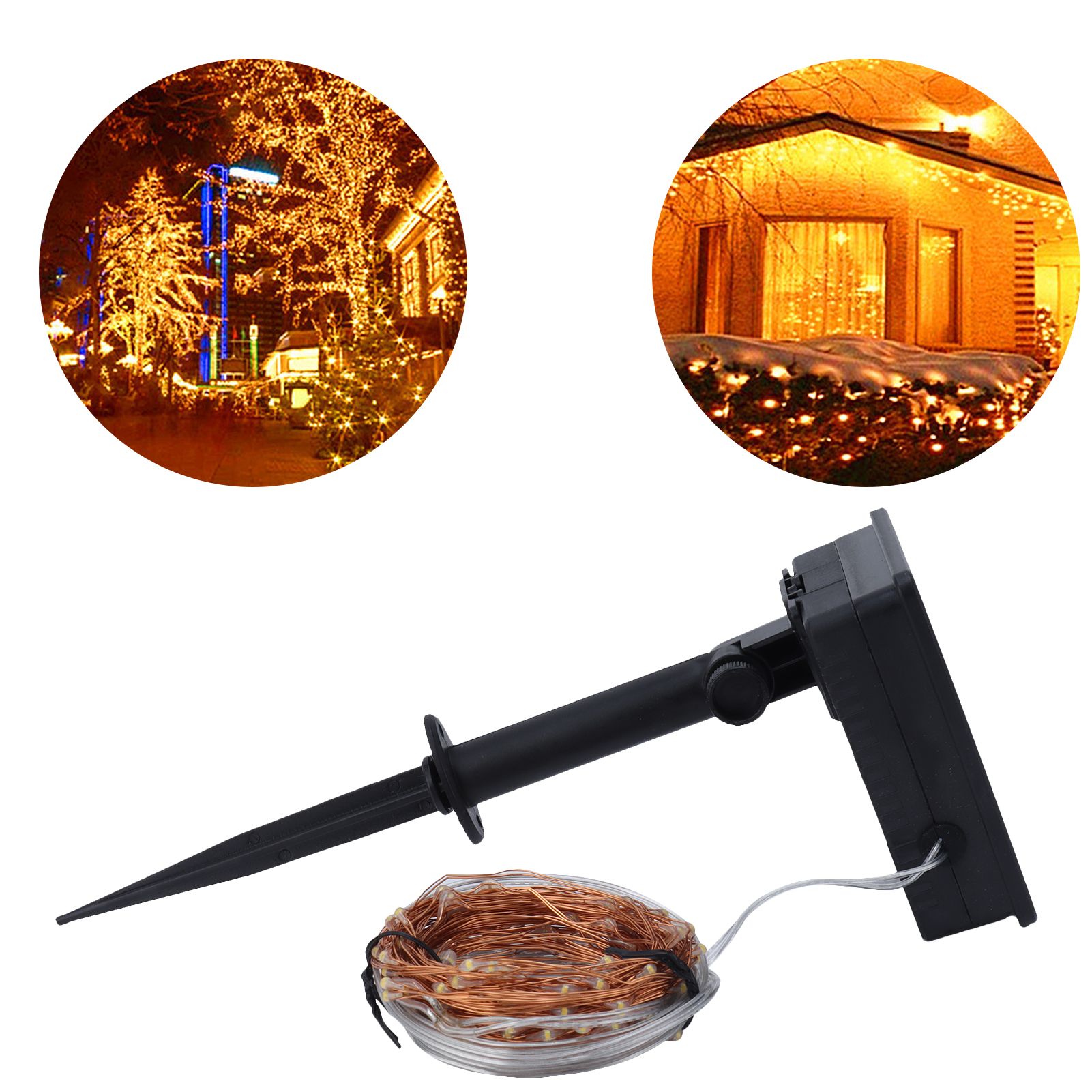 20m/65.6ft 200LEDs Light String Solar Lawn Lamp Copper Wire Lamp Waterproof view 12