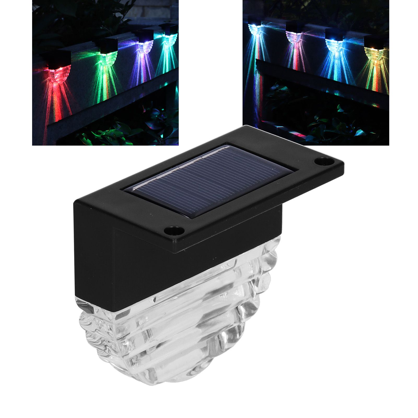 4pcs Solar Light IP65 Waterproof Deck Lamp Warm Light and RGB Mode Decorative view 11