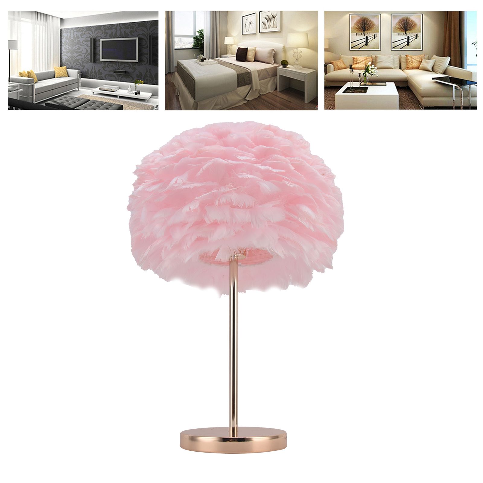E27 Feather Desk Lamp Stand Modern Table Lamp Holder for Bedroom Beside view 12