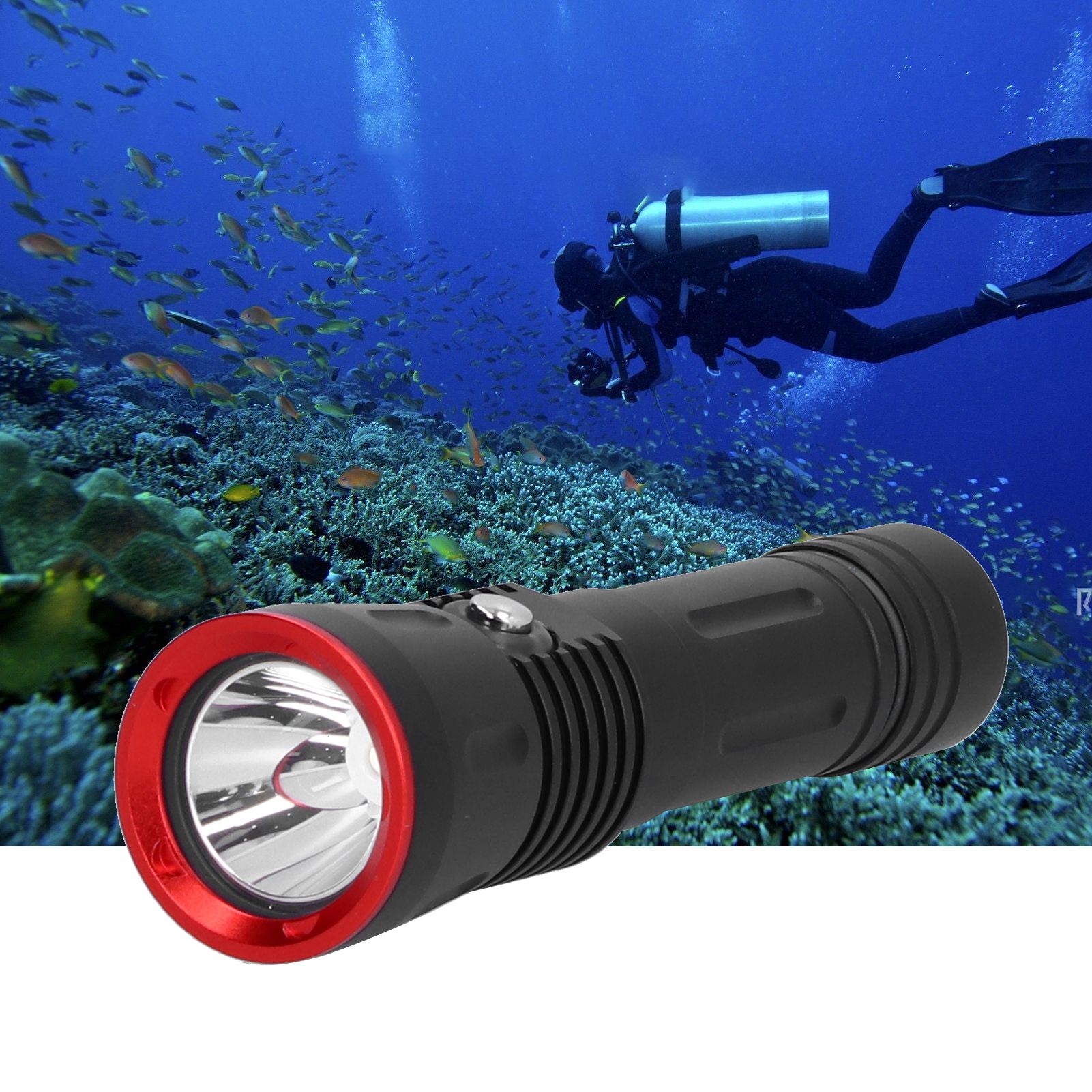 Professional 3000LM Diving Flashlight IP68 Waterproof Dive Light Ultra Bright view 12