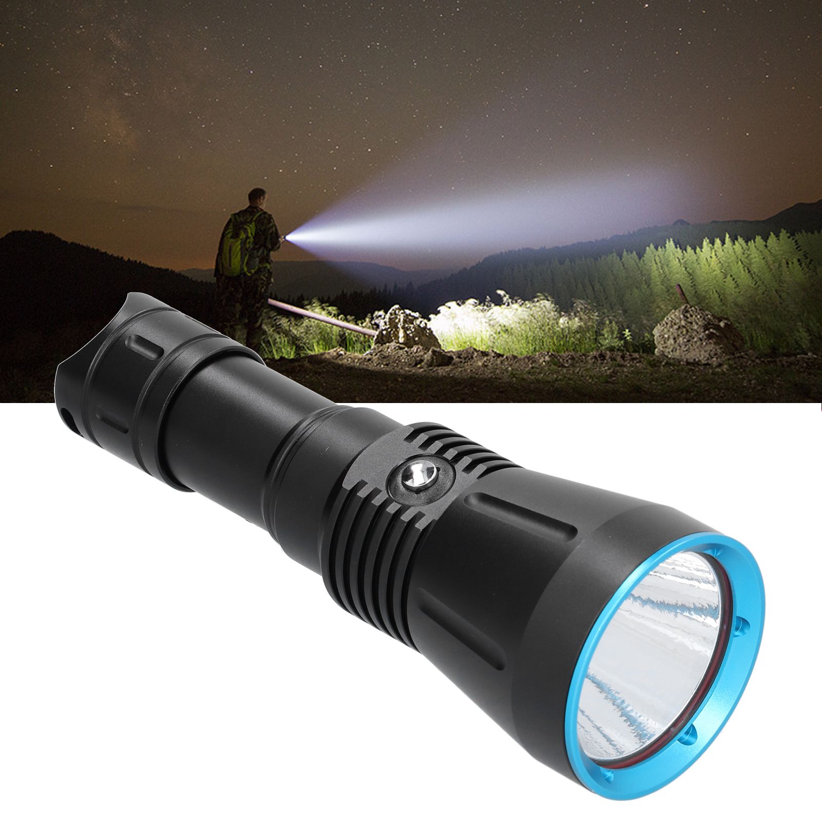 XHP70 Professional Diving Torch 10000lm Strong Light Flashlight for 150m view 12