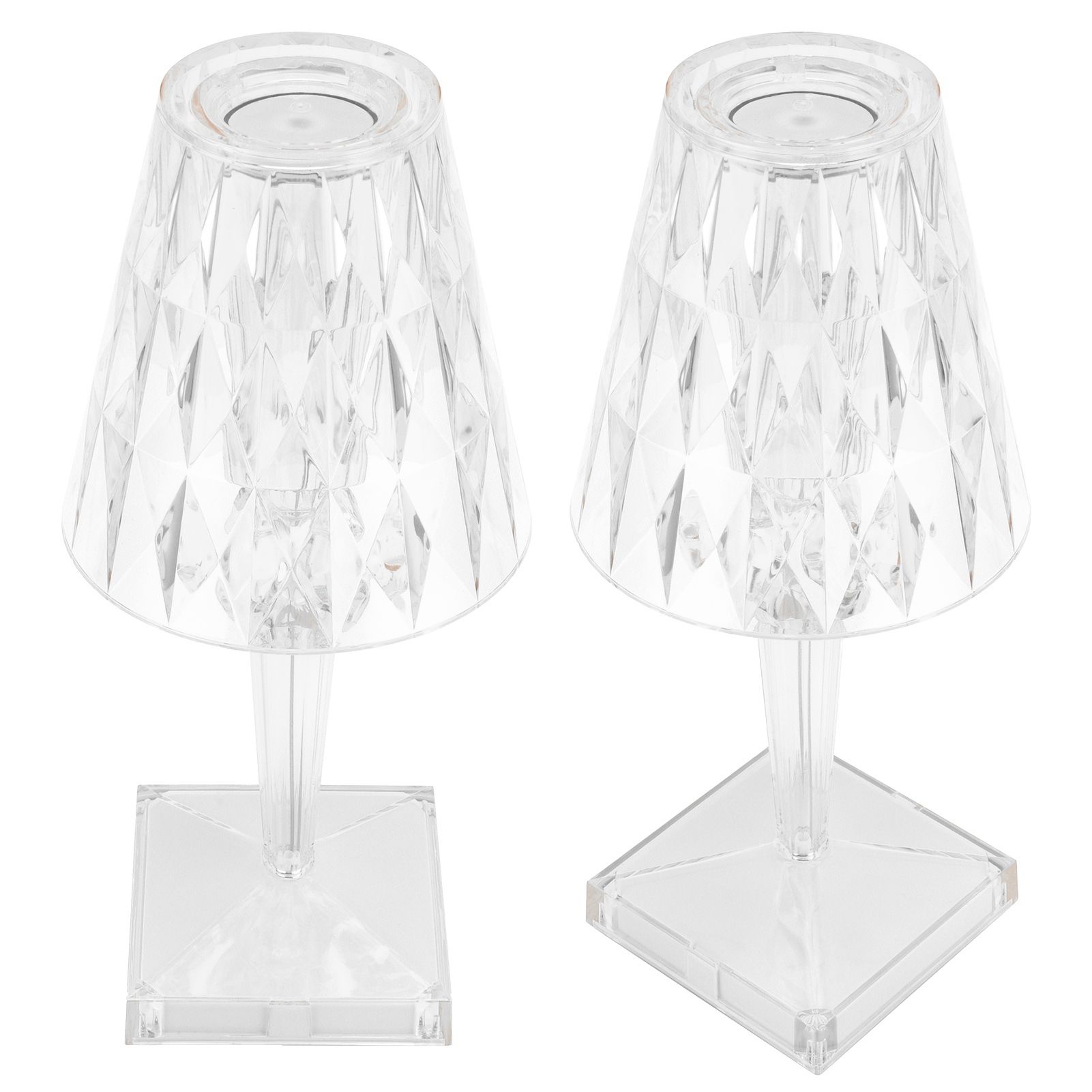 LED Crystal Table Light Transparent Prism Dimmable Desk Lamp USB Charging