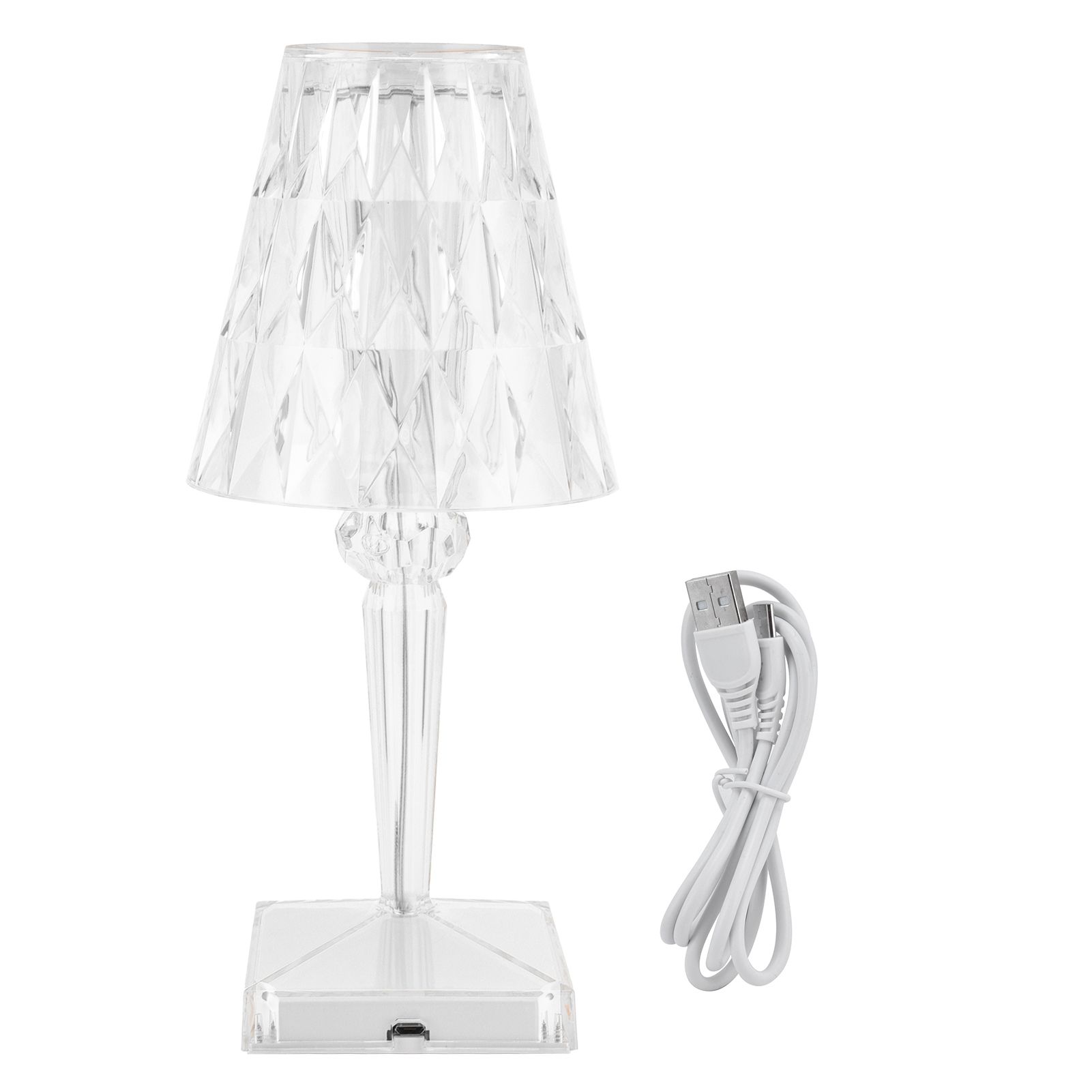 LED Crystal Table Light Transparent Prism Dimmable Desk Lamp USB Charging view 2