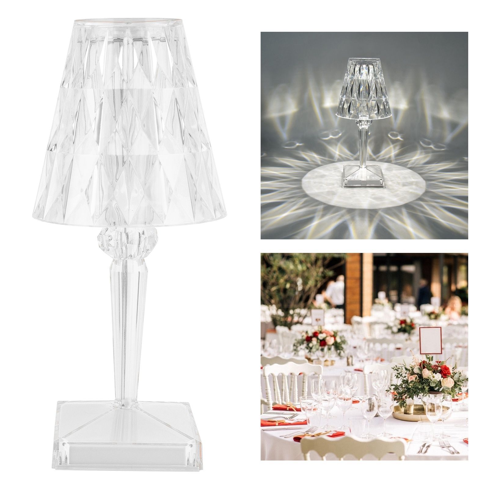LED Crystal Table Light Transparent Prism Dimmable Desk Lamp USB Charging view 11