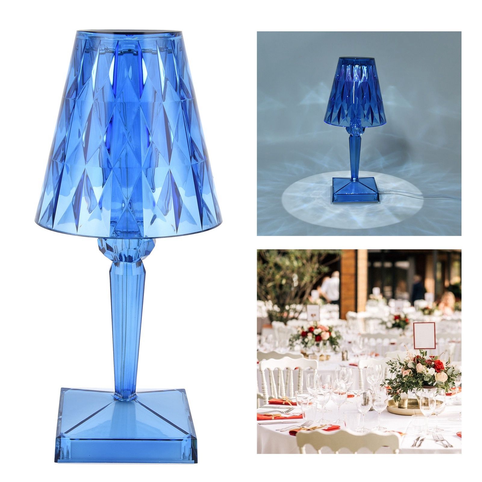 LED Crystal Table Lamp Transparent Prism Dimmable Desk Lamp USB Charging view 11