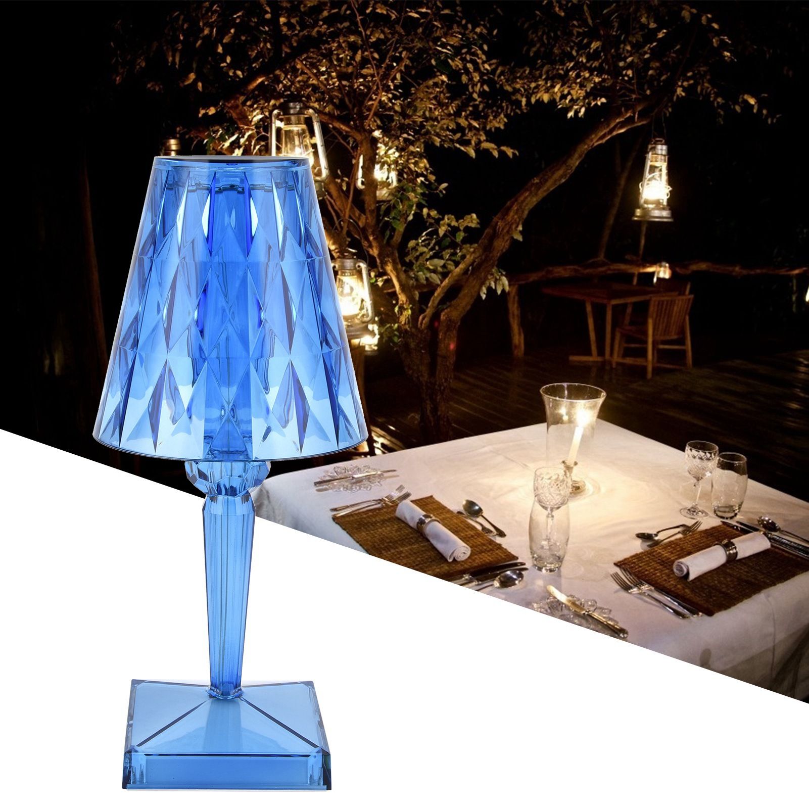 LED Crystal Table Lamp Transparent Prism Dimmable Desk Lamp USB Charging view 12