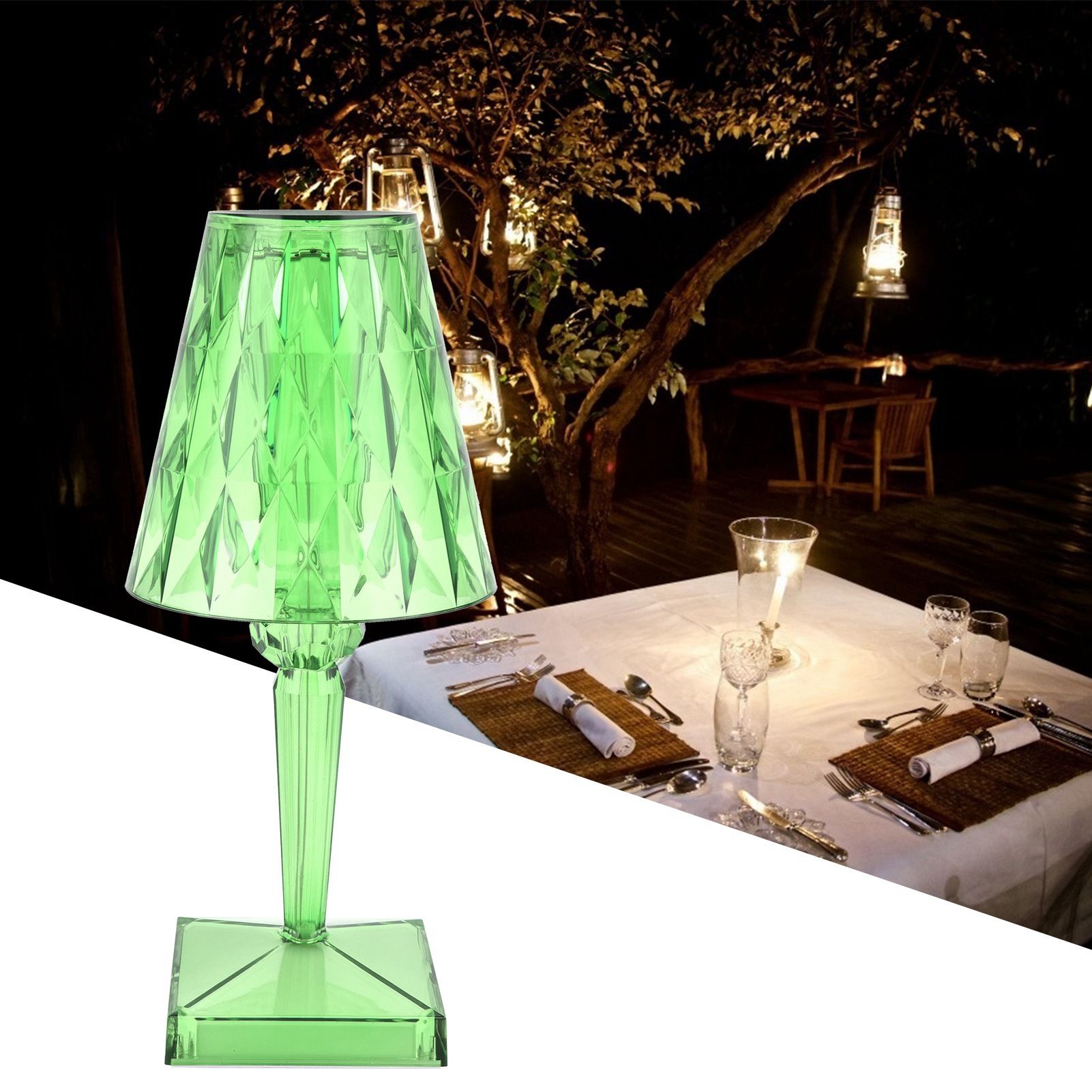 LED Crystal Table Lamp Transparent Prism Dimmable Desk Lamp USB Charging view 12
