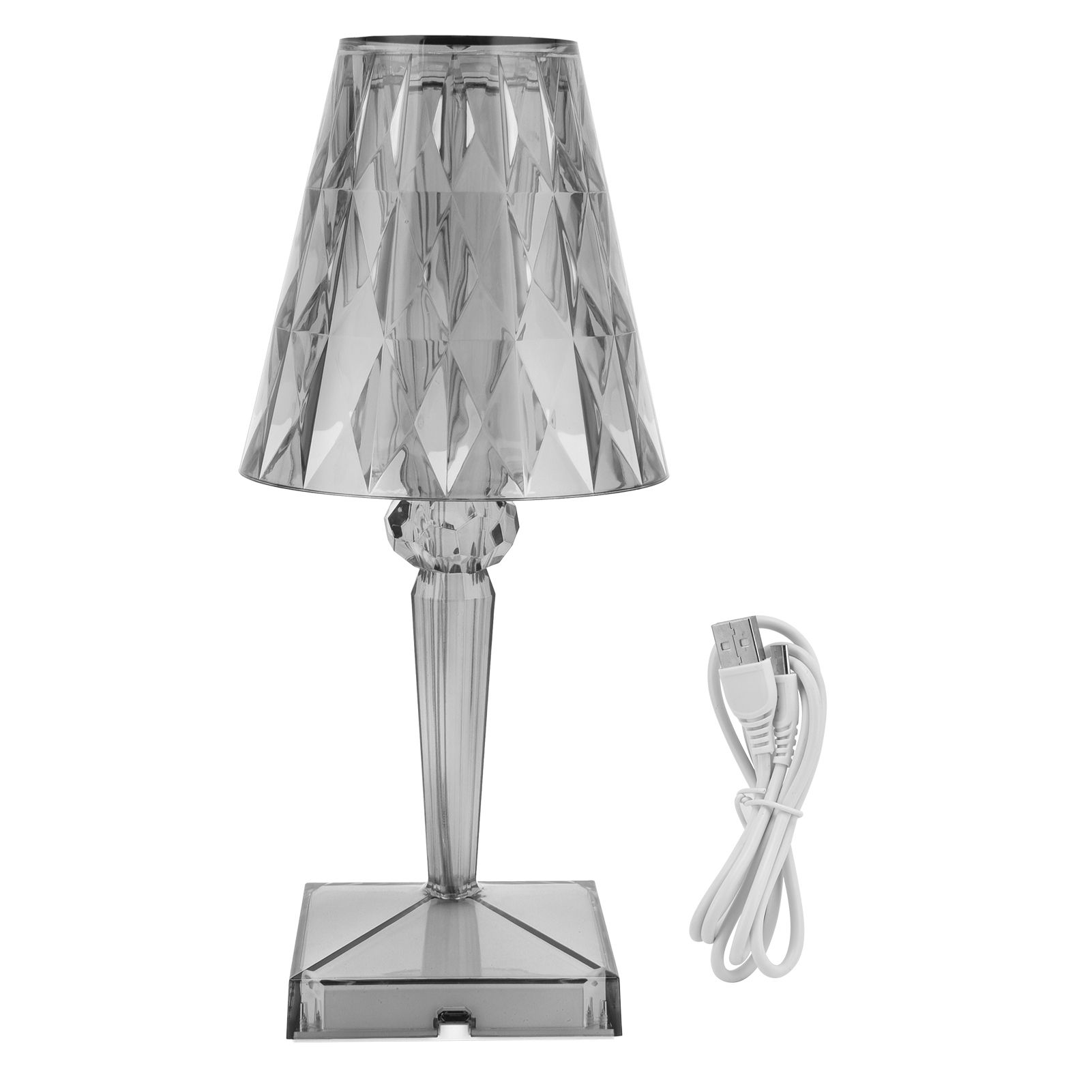 LED Crystal Table Lamp Transparent Prism Dimmable Desk Lamp USB Charging view 2