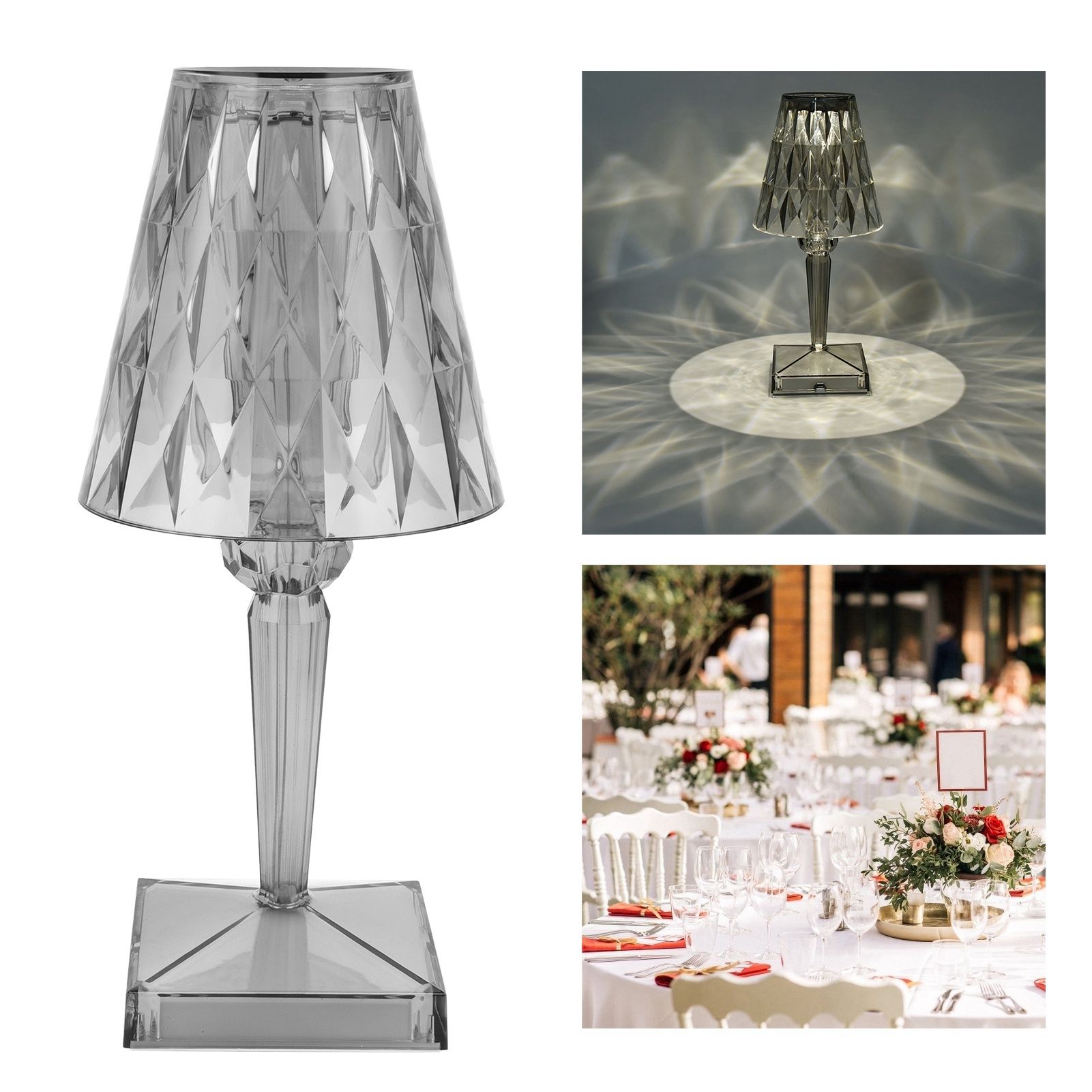 LED Crystal Table Lamp Transparent Prism Dimmable Desk Lamp USB Charging view 11