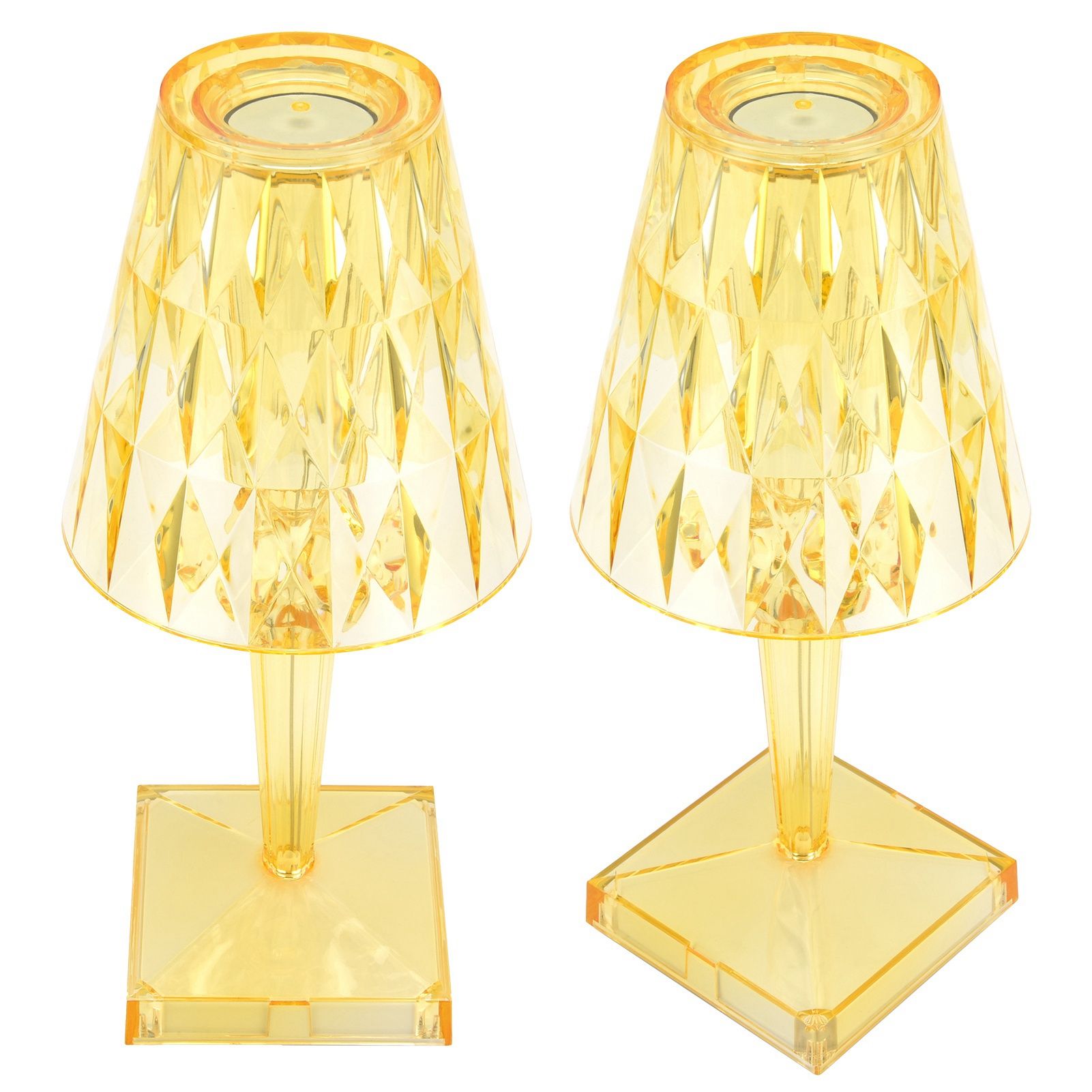 LED Crystal Table Lamp Transparent Prism Dimmable Desk Lamp USB Charging