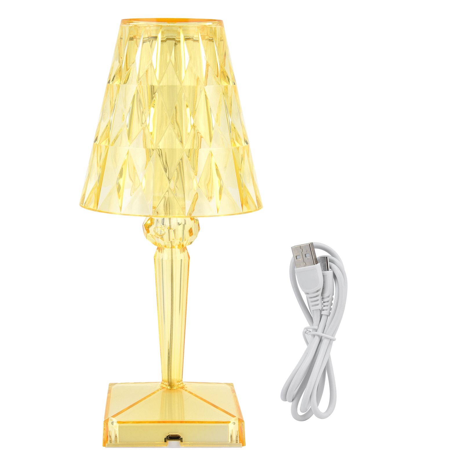 LED Crystal Table Lamp Transparent Prism Dimmable Desk Lamp USB Charging view 2