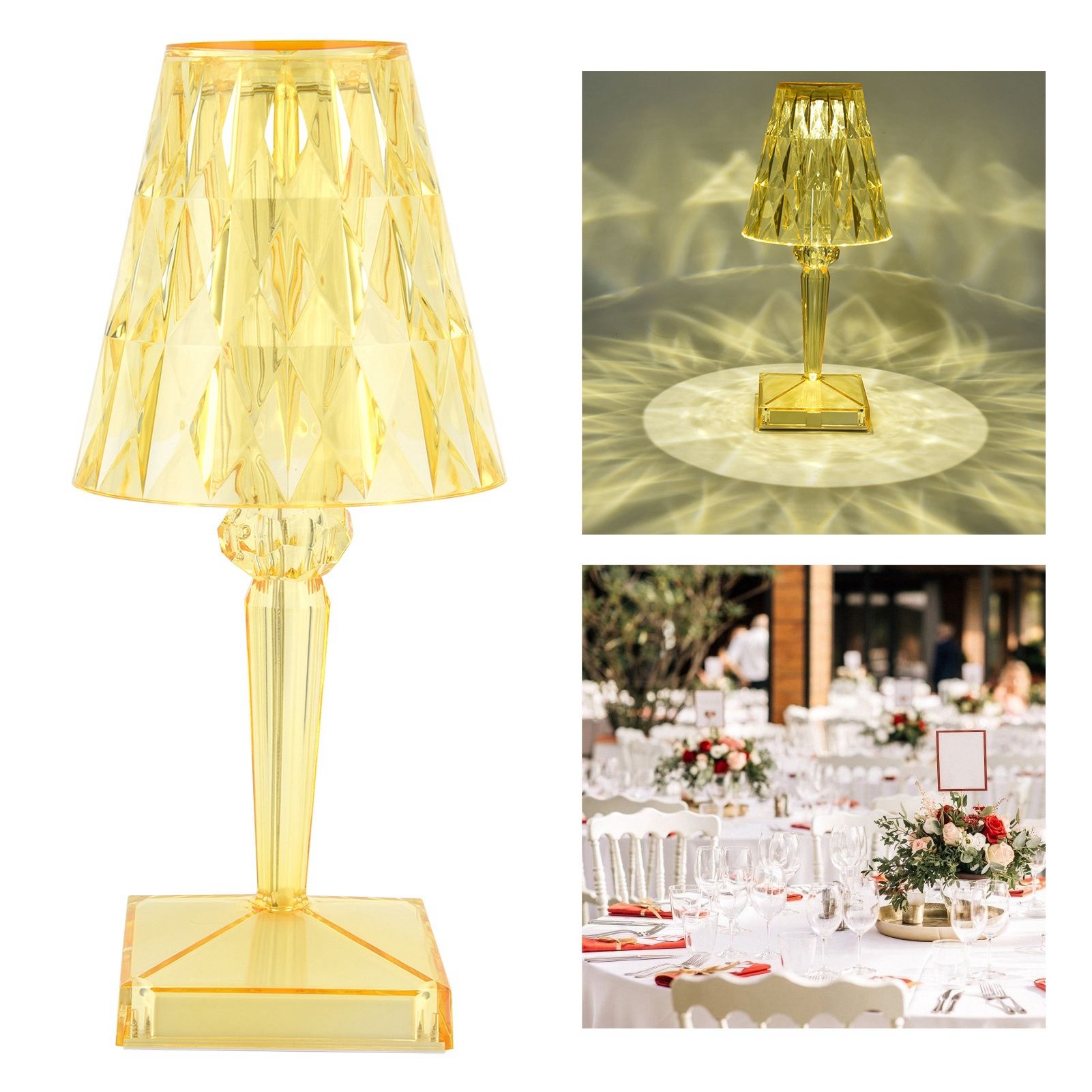 LED Crystal Table Lamp Transparent Prism Dimmable Desk Lamp USB Charging view 11