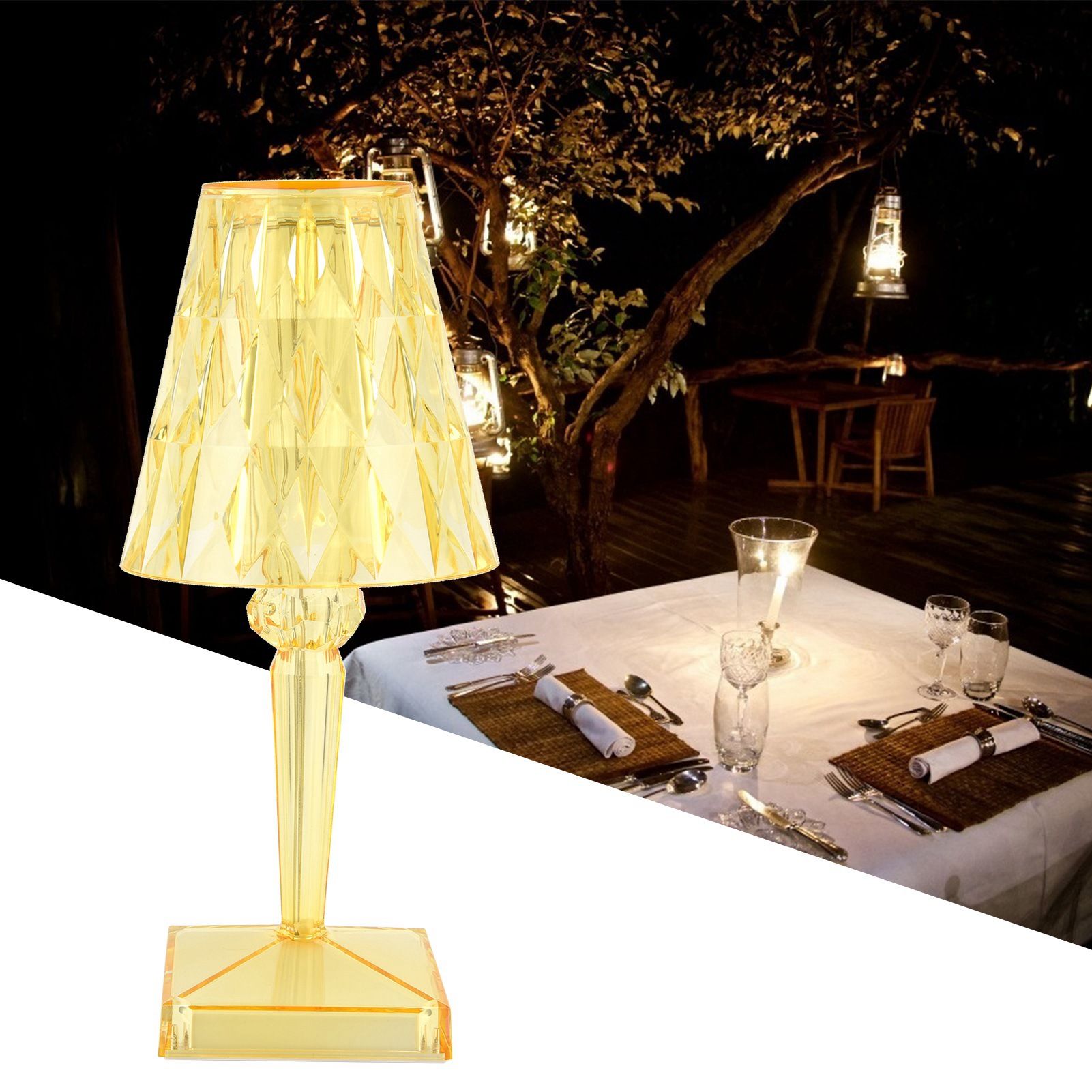 LED Crystal Table Lamp Transparent Prism Dimmable Desk Lamp USB Charging view 12