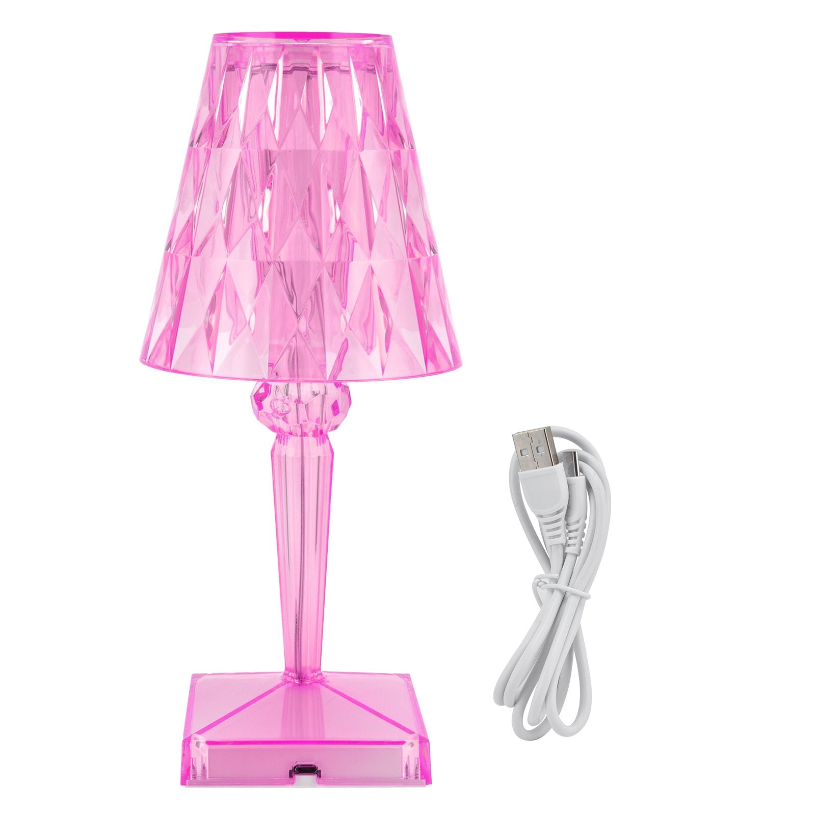 LED Crystal Table Lamp Transparent Prism Dimmable Desk Lamp USB Charging view 2