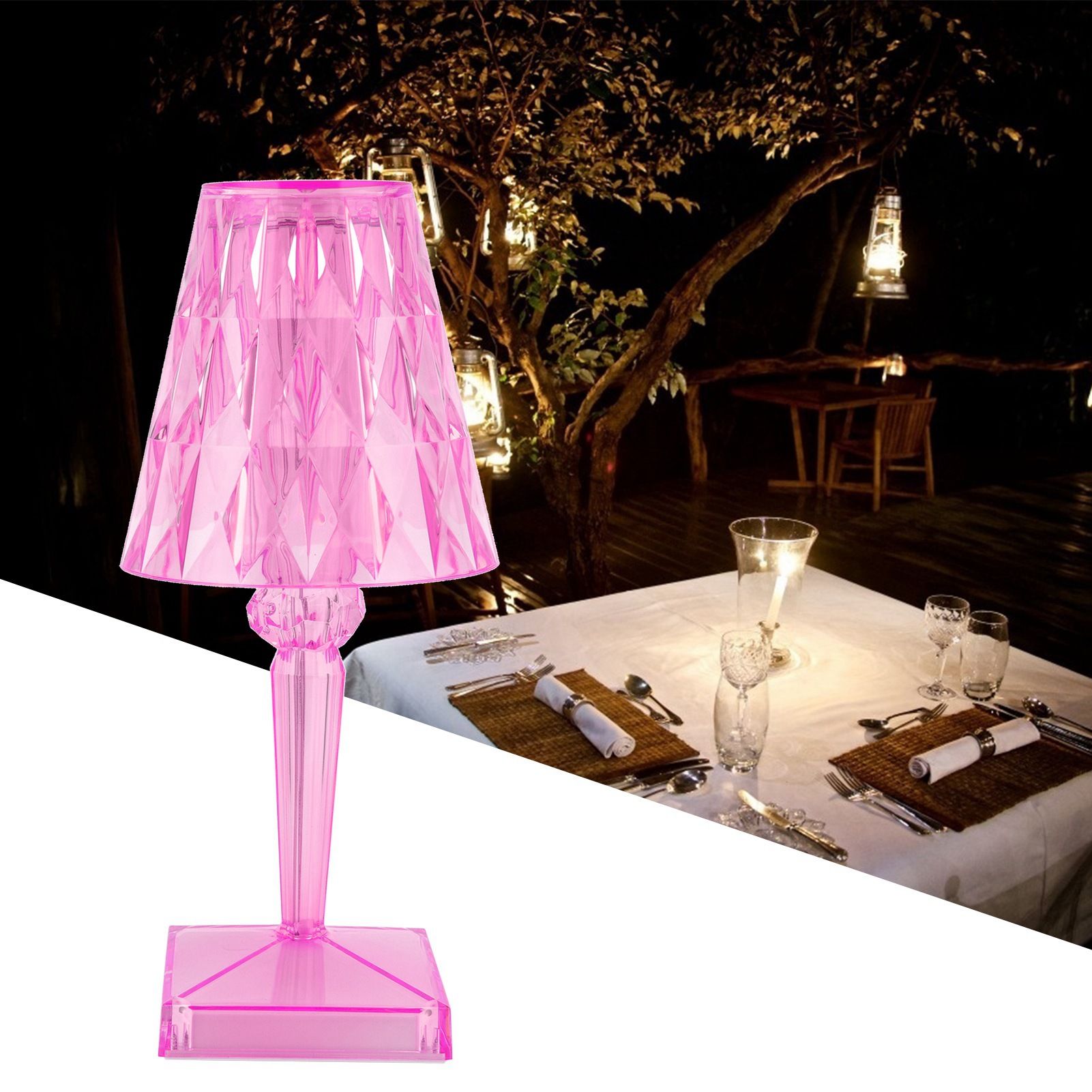 LED Crystal Table Lamp Transparent Prism Dimmable Desk Lamp USB Charging view 12