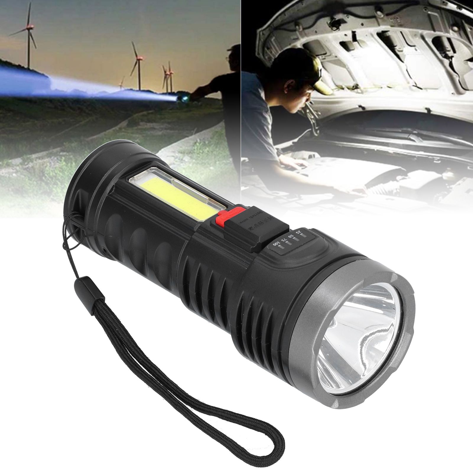 Strong Light Flashlight USB Rechargeable Portable Flashlight Multifunctional view 12