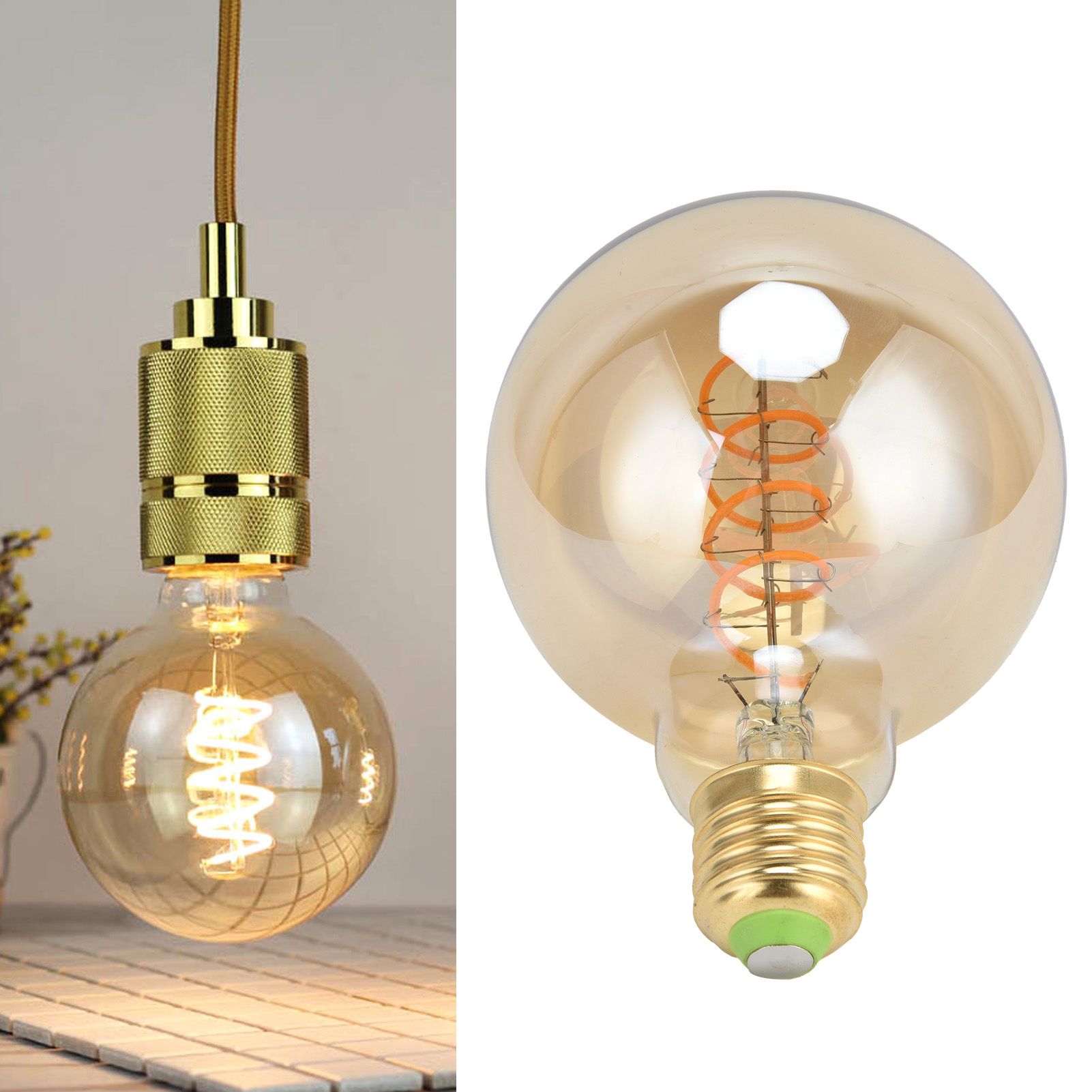 Light Bulb LED Dimmable Flexible Filament Single Spiral Retro E27 4W Warm view 11