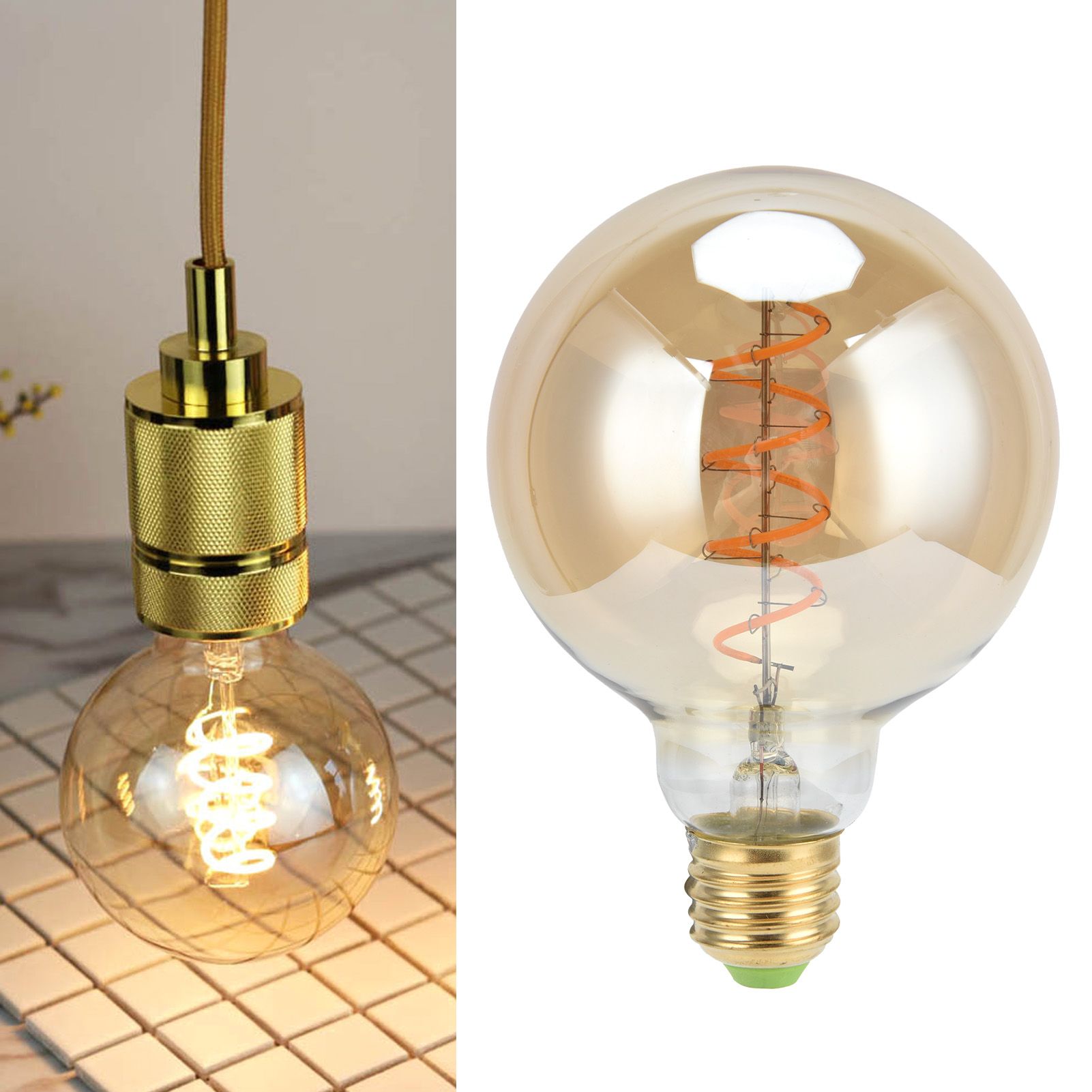 Light Bulb LED Dimmable Flexible Filament Single Spiral Retro E27 4W Warm view 12