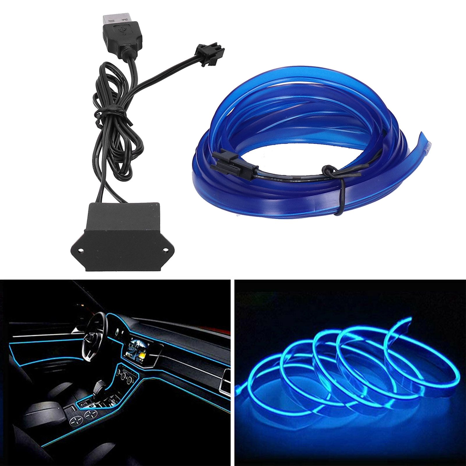3 Meters / 9.8ft USB Car Ambient Light Flexible LED Light Strip Car Interior view 12