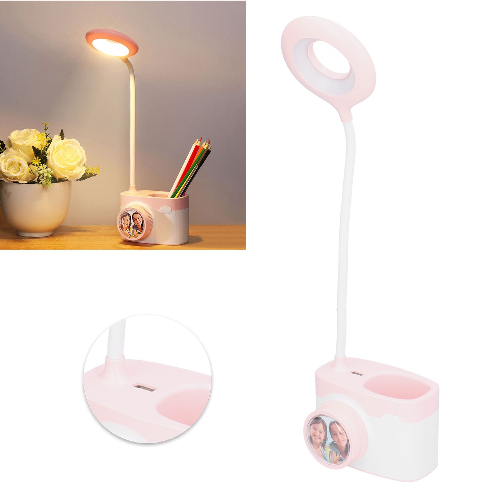 Desk Lamp Multifunctional Small Camera Shape Desktop LED Soft Light USB view 11
