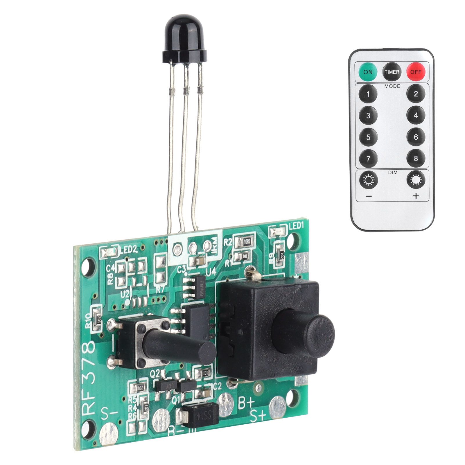 3.7V Solar Lamp String Controller Module Circuit Board with Remote Control for view 3