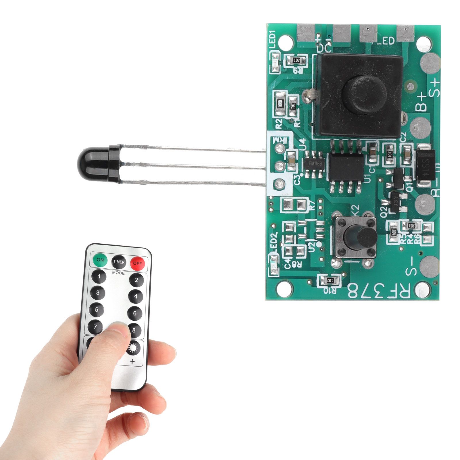 3.7V Solar Lamp String Controller Module Circuit Board with Remote Control for view 5