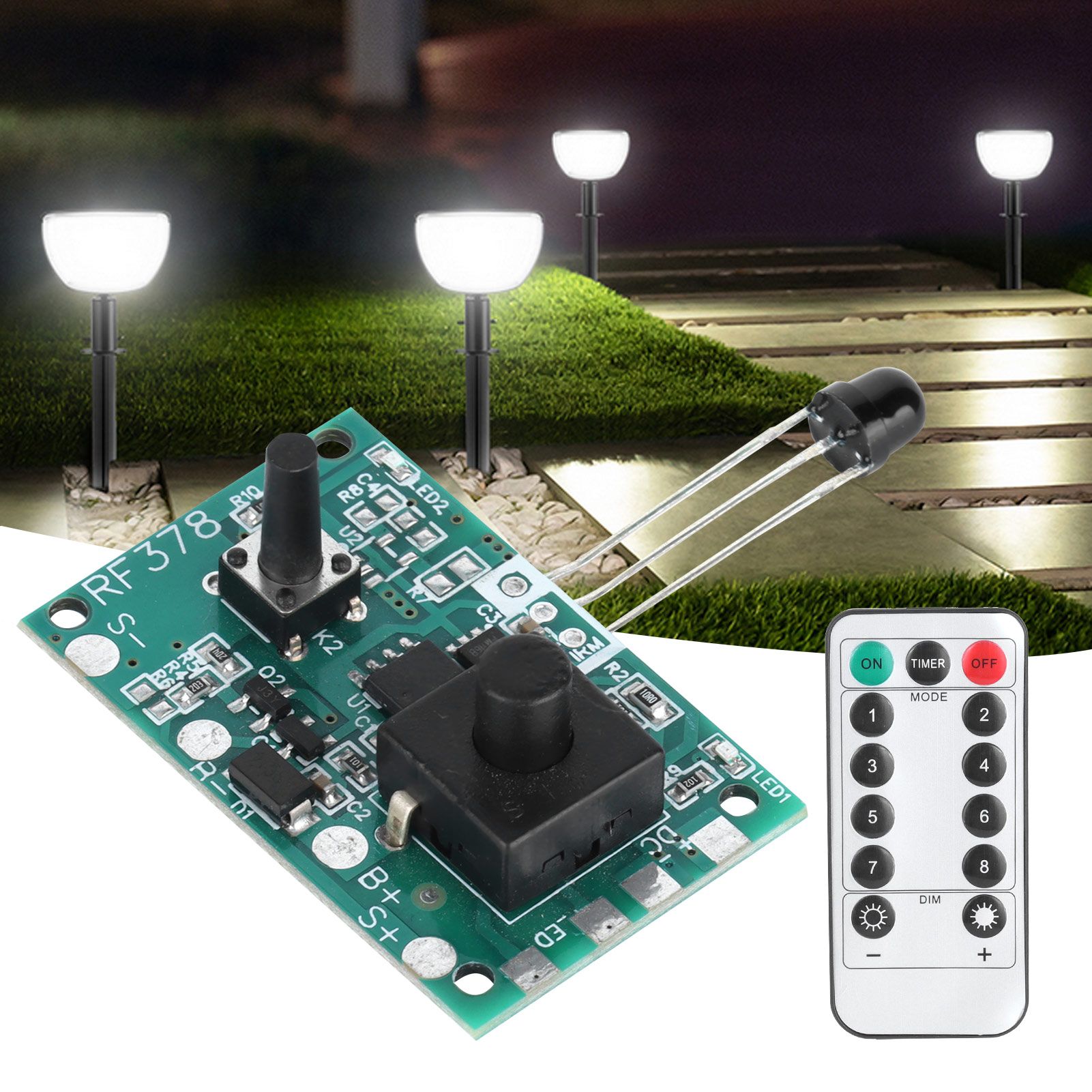 3.7V Solar Lamp String Controller Module Circuit Board with Remote Control for view 12