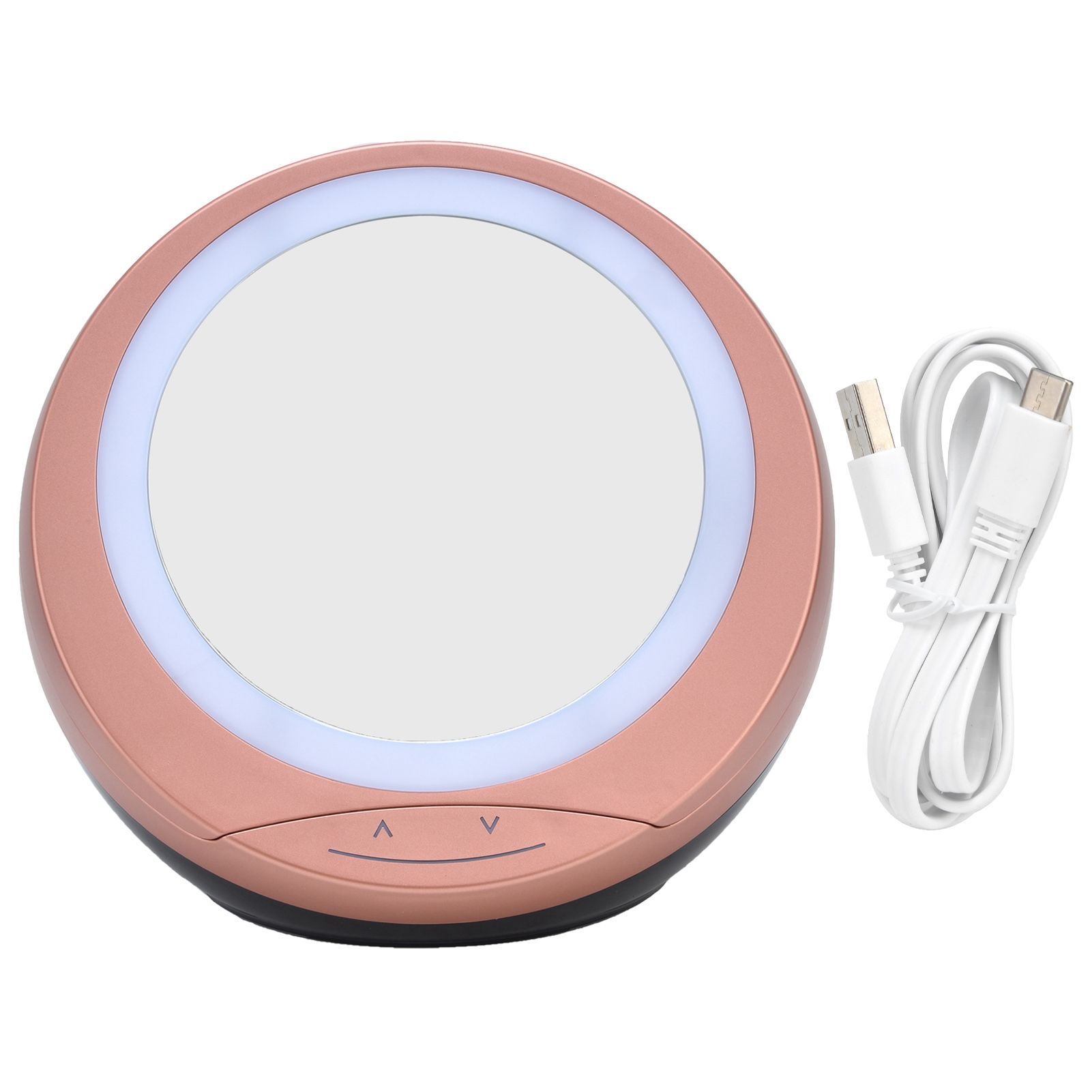 Round Makeup Mirror Dimmable White LED 2 In 1 USB Charging Cosmetic Mirror view 2