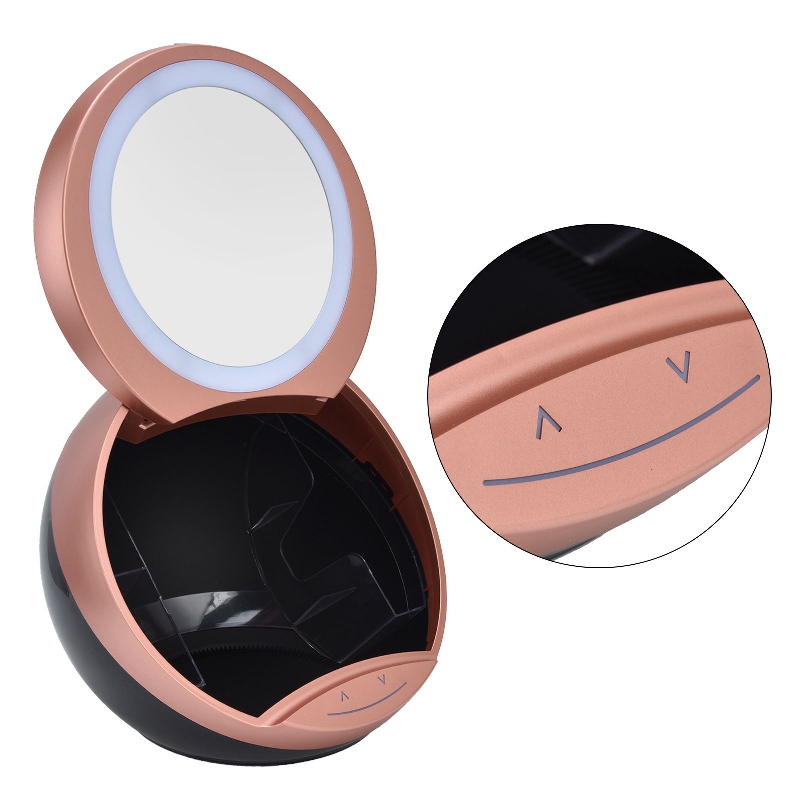 Round Makeup Mirror Dimmable White LED 2 In 1 USB Charging Cosmetic Mirror view 8