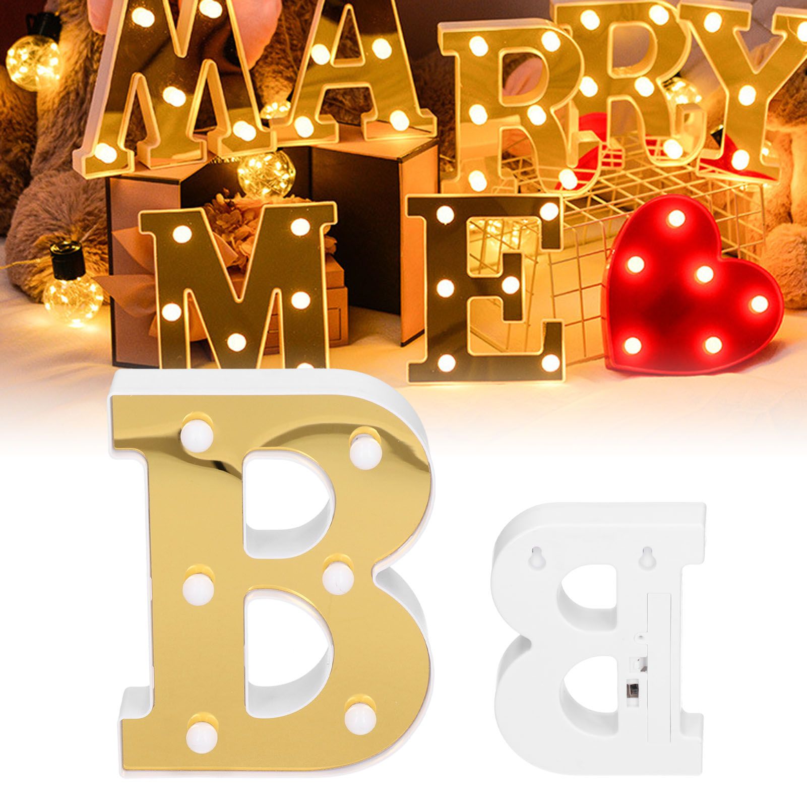Gold BShaped Sign Lamp Innovative English Alphabet Light for Home Bar Club view 11