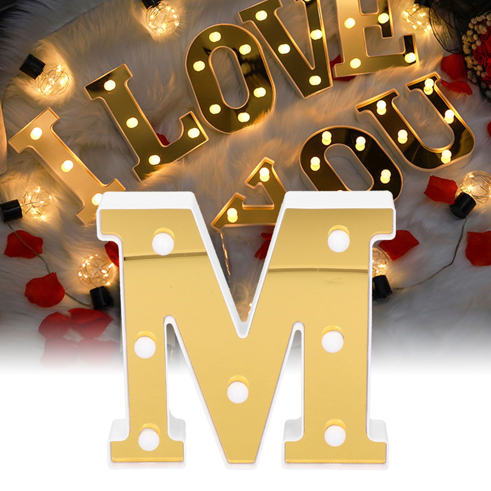 LED Decorative Lamp Gold MShape English Alphabet Light Home Indoor Lighting view 11