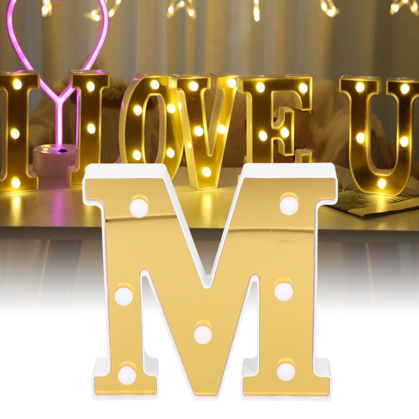 LED Decorative Lamp Gold MShape English Alphabet Light Home Indoor Lighting view 12