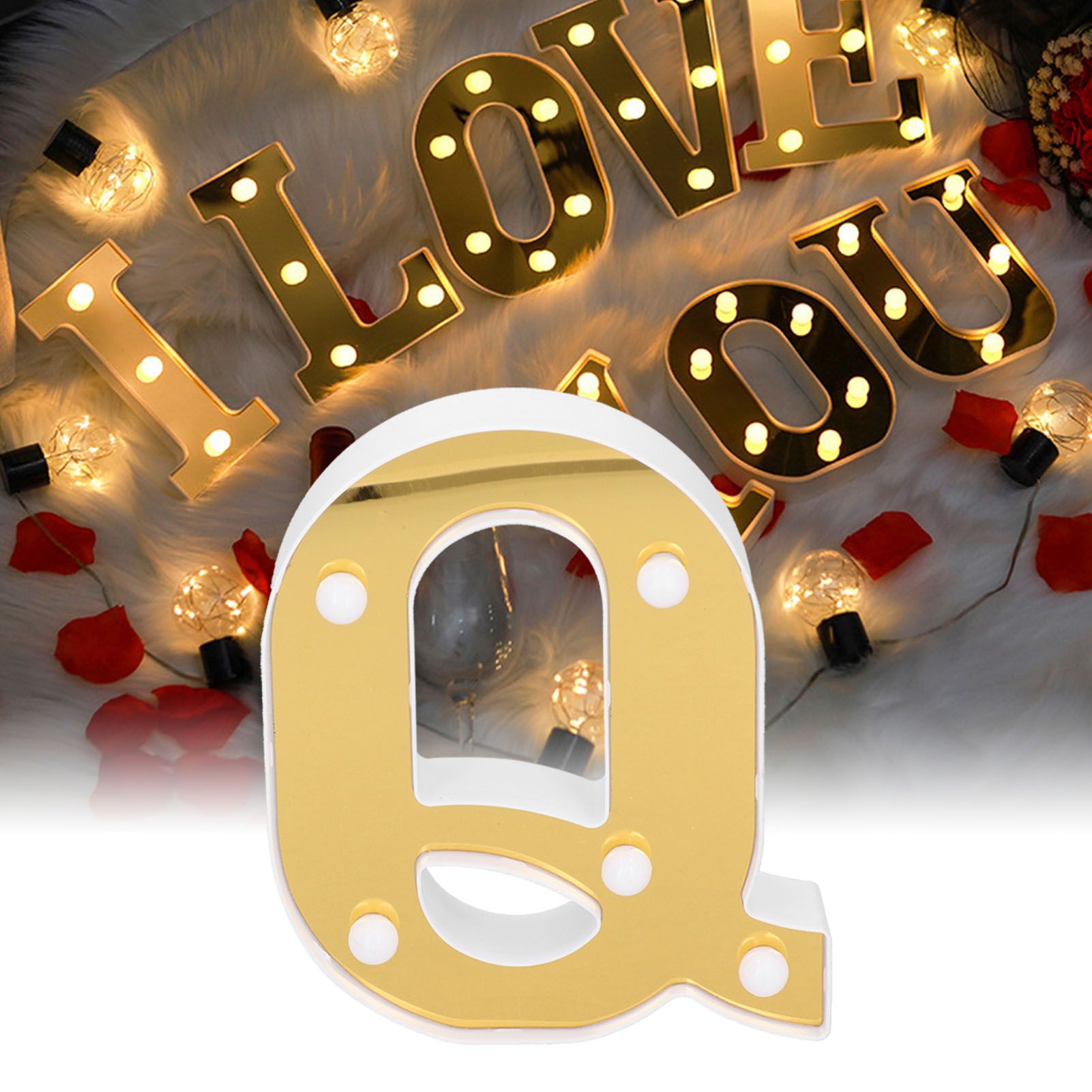 Gold Letter Q Sign Lamp LED Alphabet Decorative Lamp for Bedroom Wedding view 11