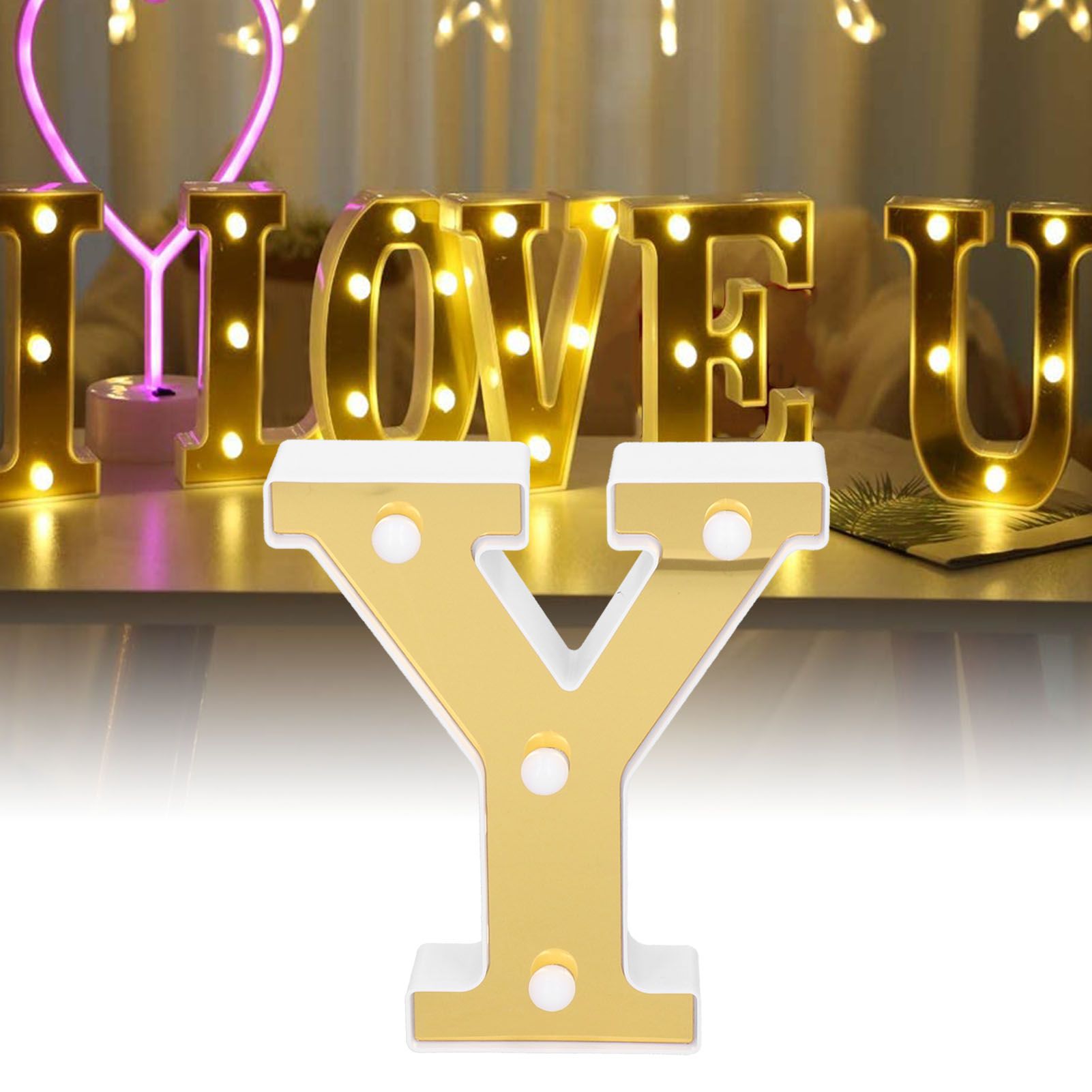 Gold YShape Alphabet Lamp Indoor Wedding Proposal Birthday Party Arrangement view 12