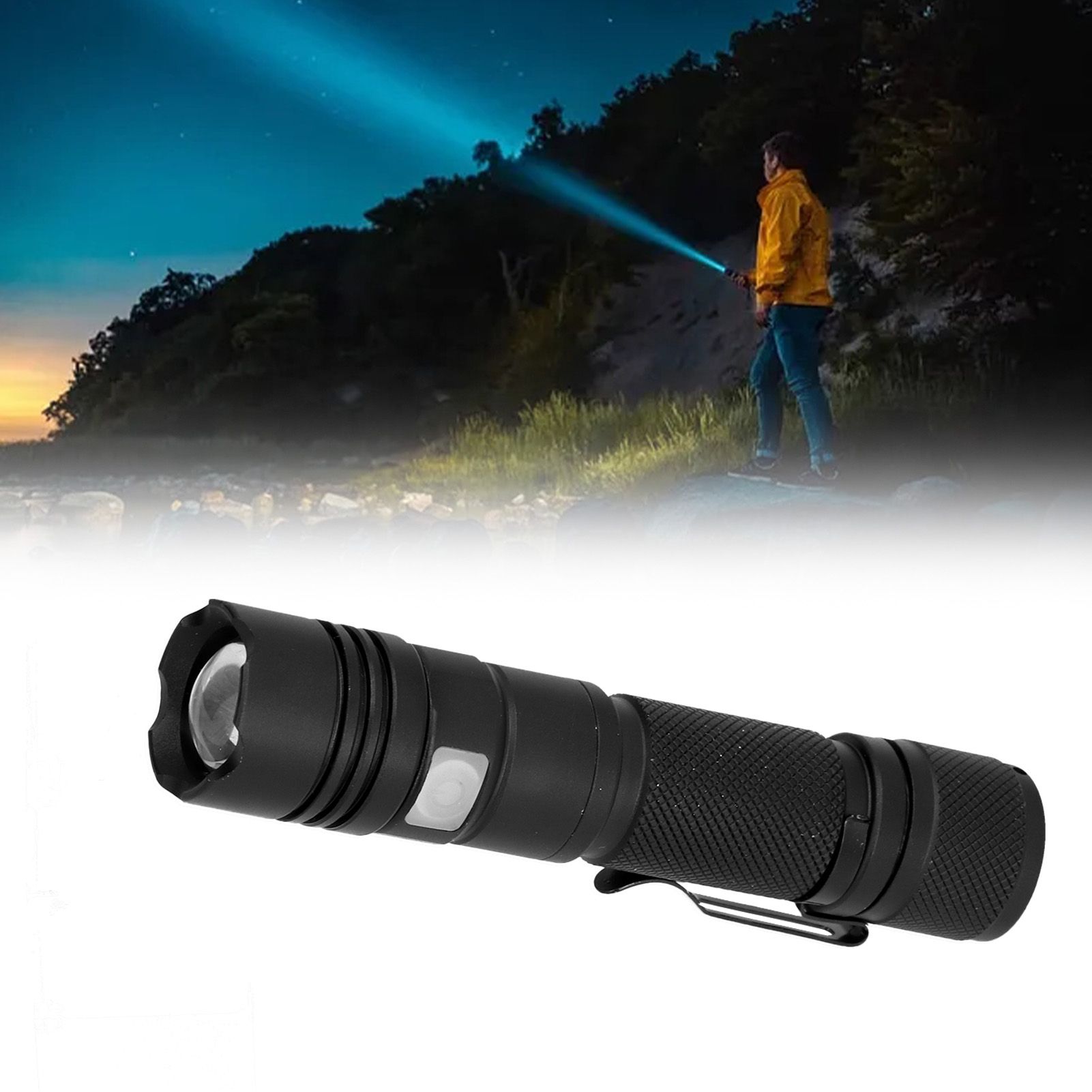 P50 LED Flashlight High Brightness LED Outdoor USB Rechargeable Aluminum Alloy view 11