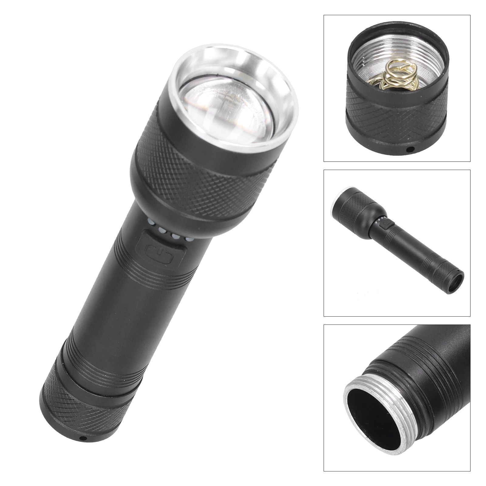 P50 Bright Flashlight LED 4‑Gear USB Rechargeable Retractable Zoom Durable