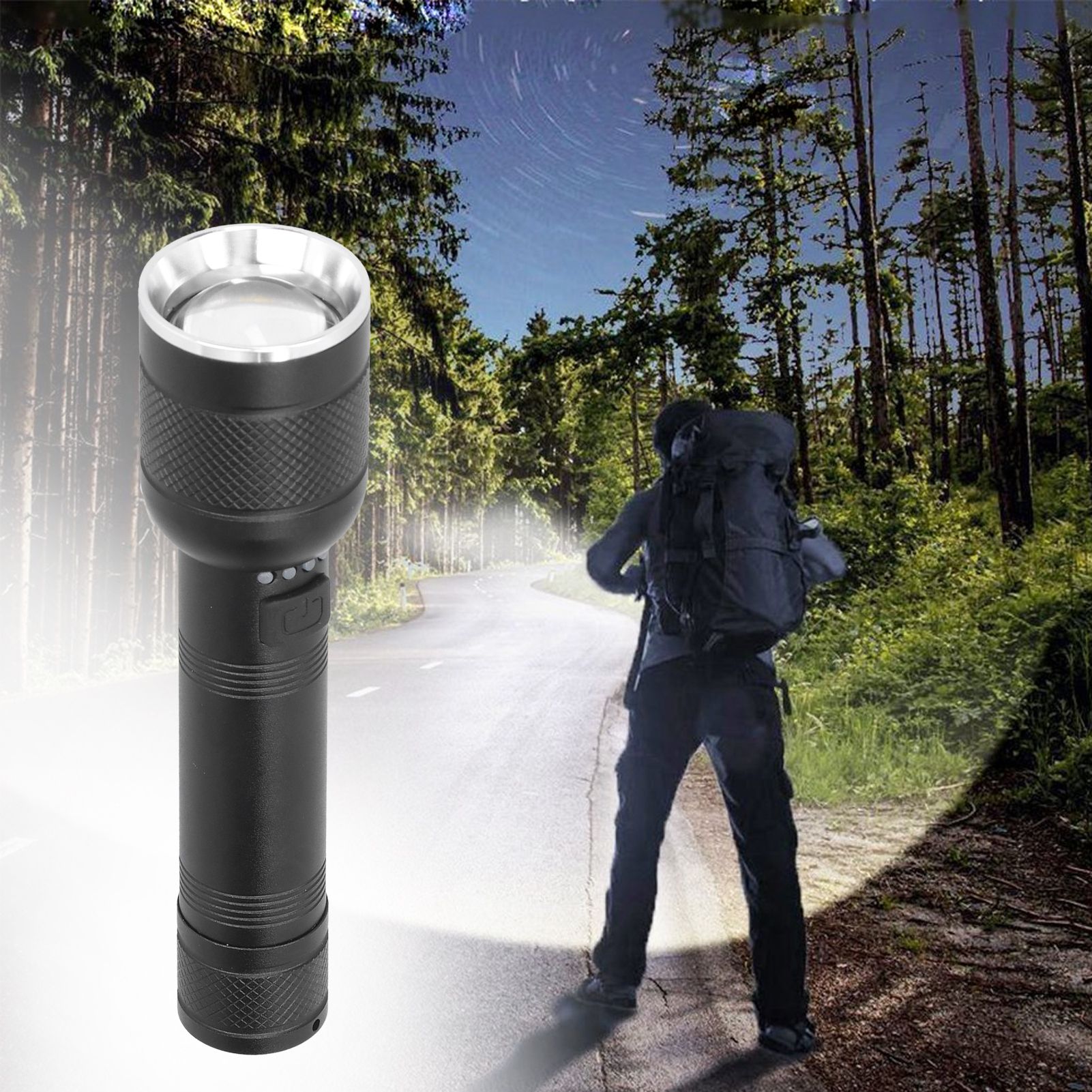 P50 Bright Flashlight LED 4‑Gear USB Rechargeable Retractable Zoom Durable view 11