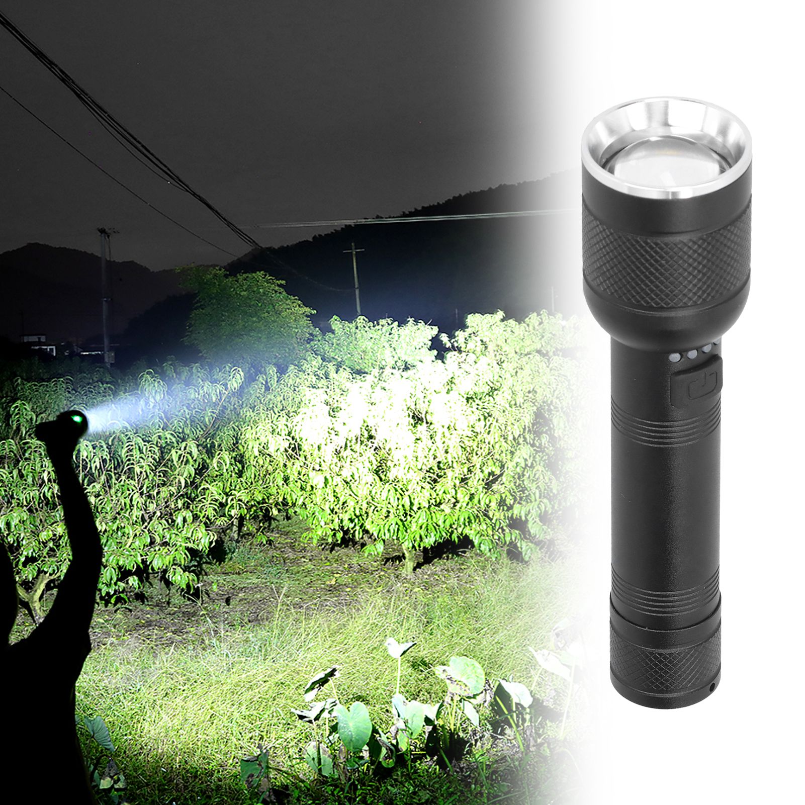 P50 Bright Flashlight LED 4‑Gear USB Rechargeable Retractable Zoom Durable view 12