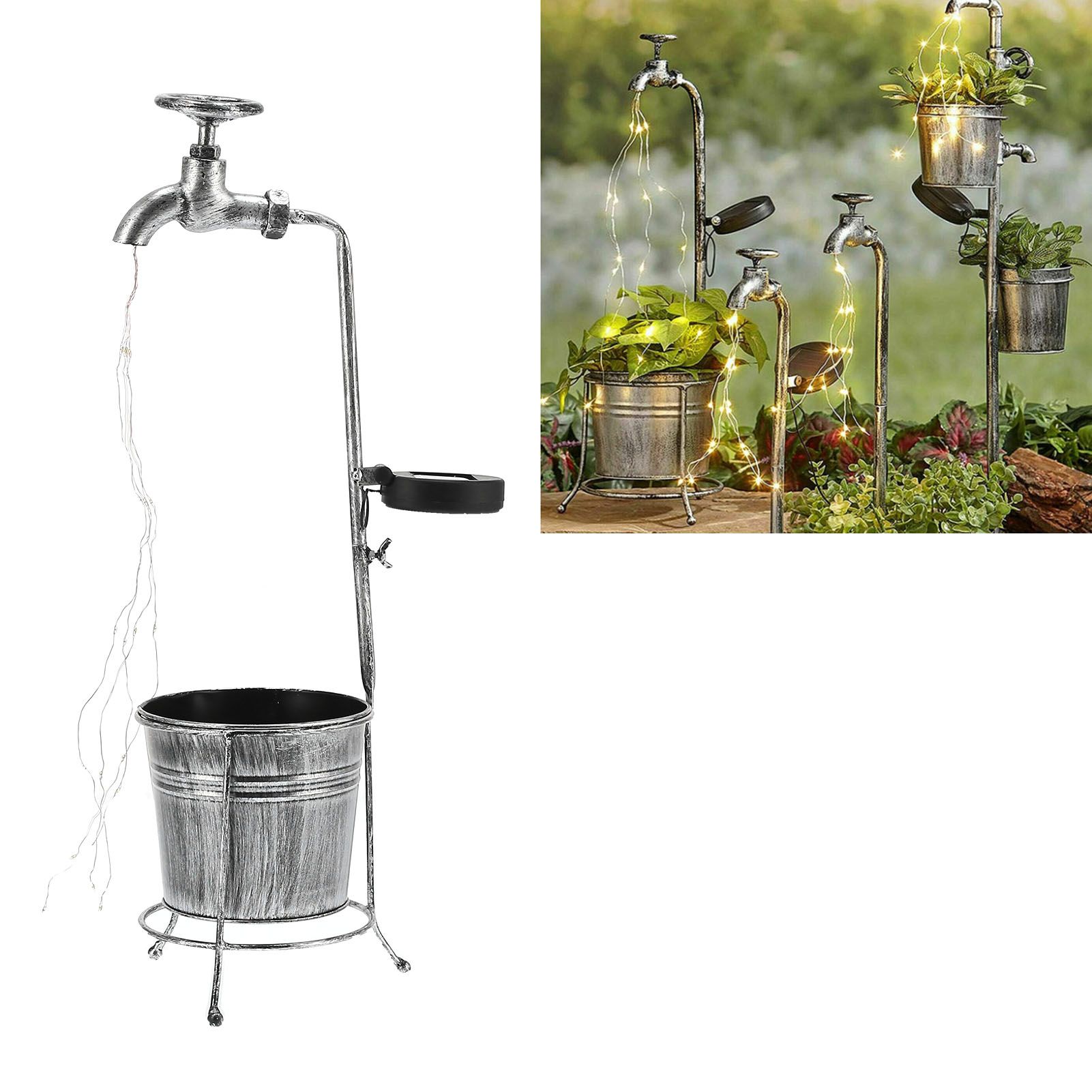 Lawn Lamp Solar Outdoor Waterproof Metal Faucet Durable Light Statue for view 11