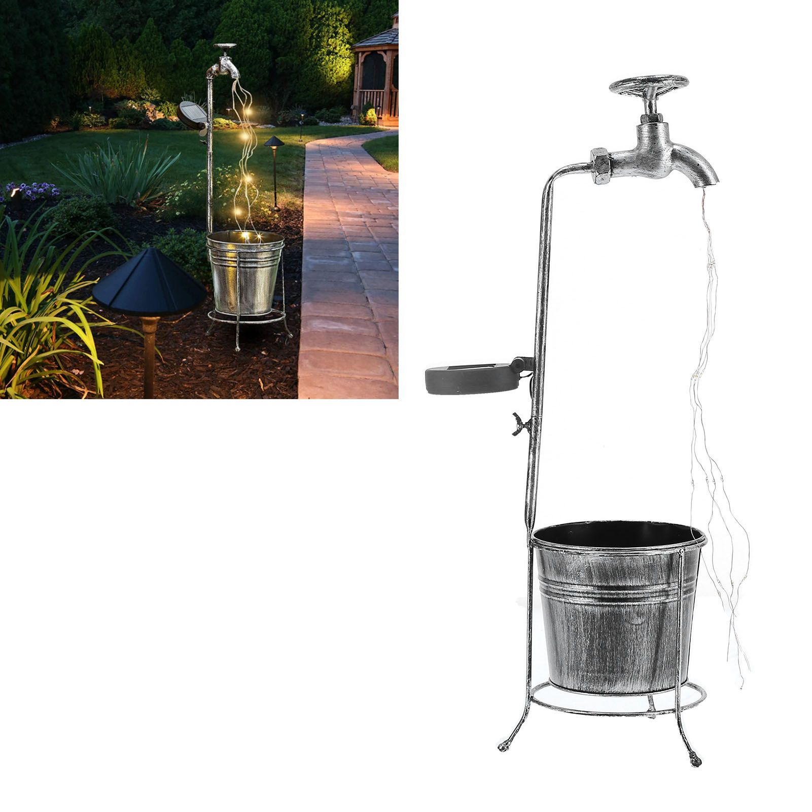 Lawn Lamp Solar Outdoor Waterproof Metal Faucet Durable Light Statue for view 12