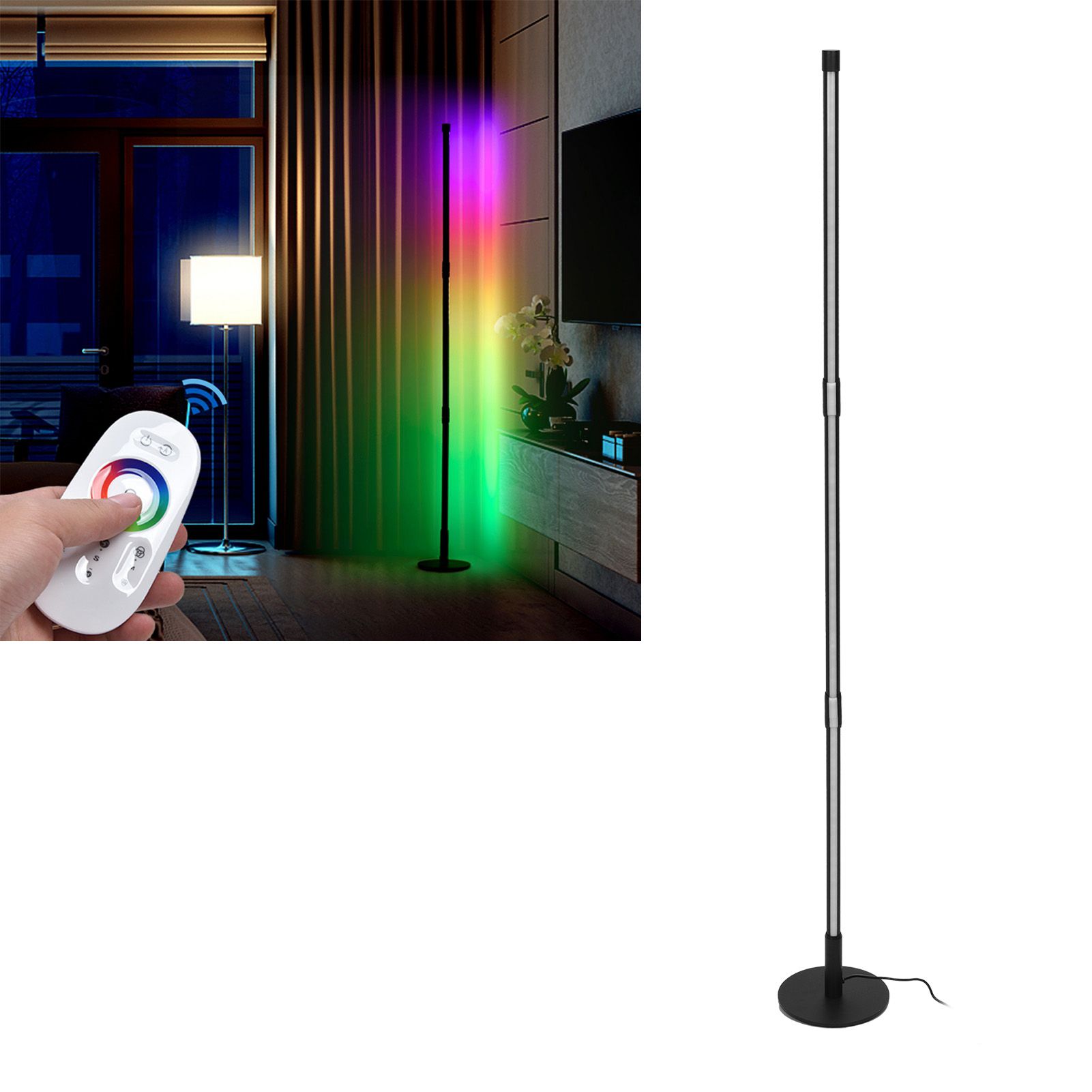 LED Corner Floor Lamp RGB Color Changing Ambient Light with Round Base view 11