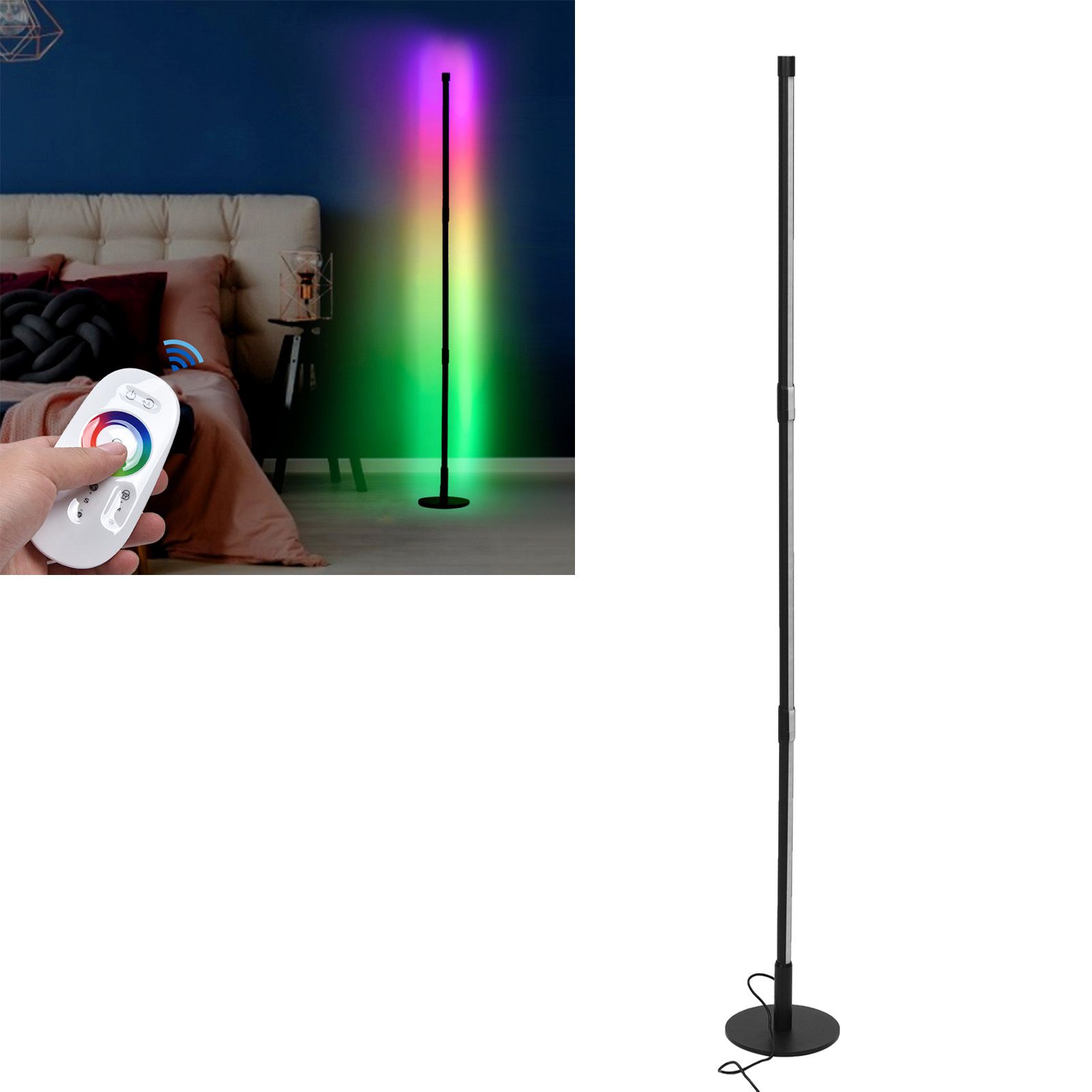 LED Corner Floor Lamp RGB Color Changing Ambient Light with Round Base view 12